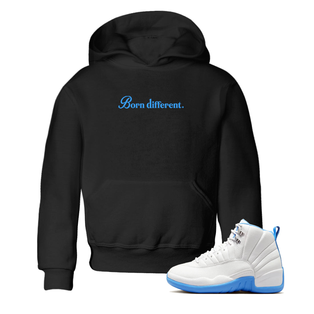 Born Different snkmatch Tees Kids - Air Jordan 12 White and University Blue