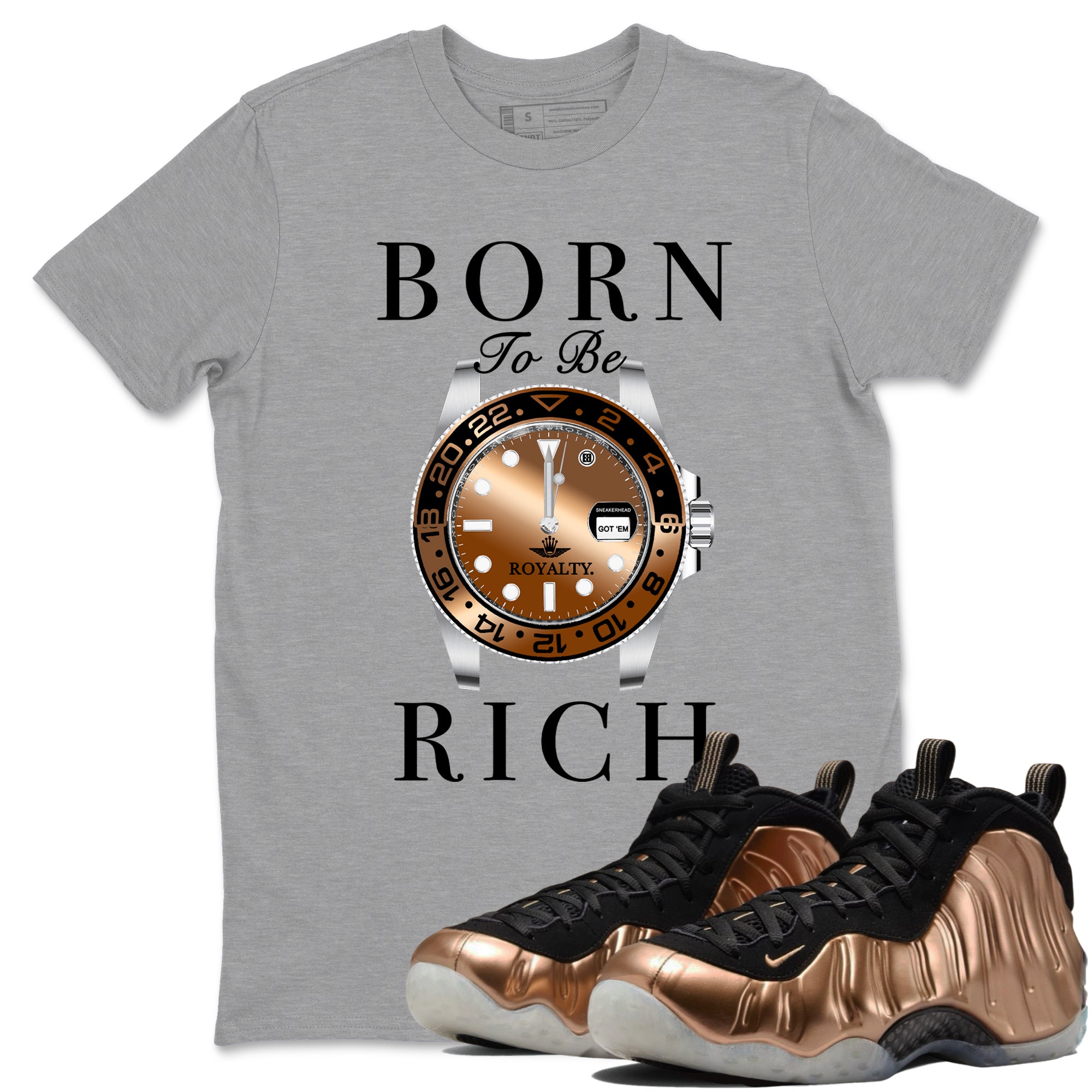 Born To Be Rich snkmatch Tees - Air Foamposite One Metallic Copper