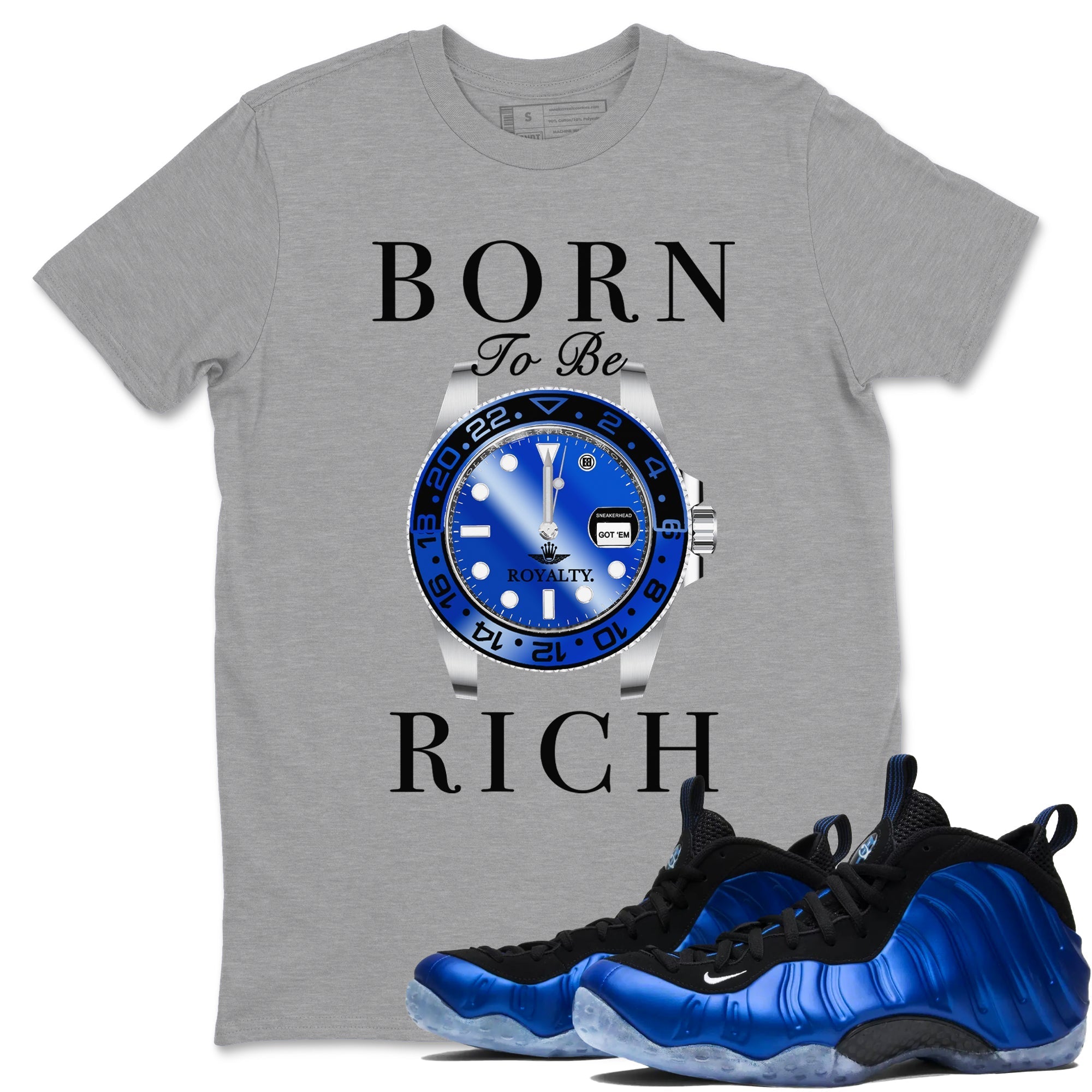 Born To Be Rich snkmatch Tees - Air Foamposite One Royal