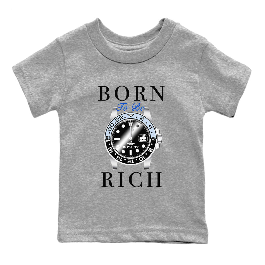 Born To Be Rich snkmatch Tees Kids - Air Jordan 11 Black and Varsity Royal