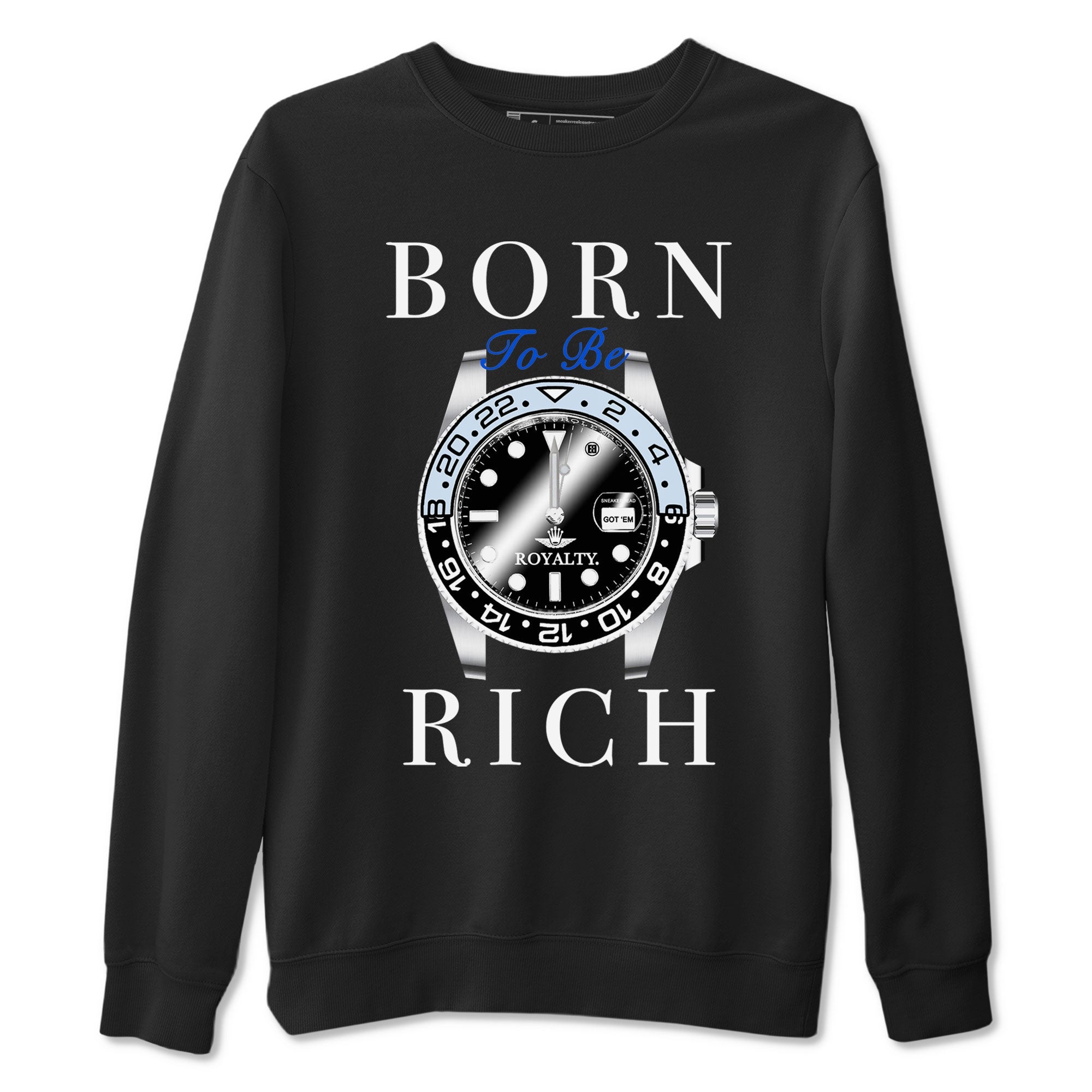 Born To Be Rich snkmatch Tees - Air Jordan 11 Black and Varsity Royal