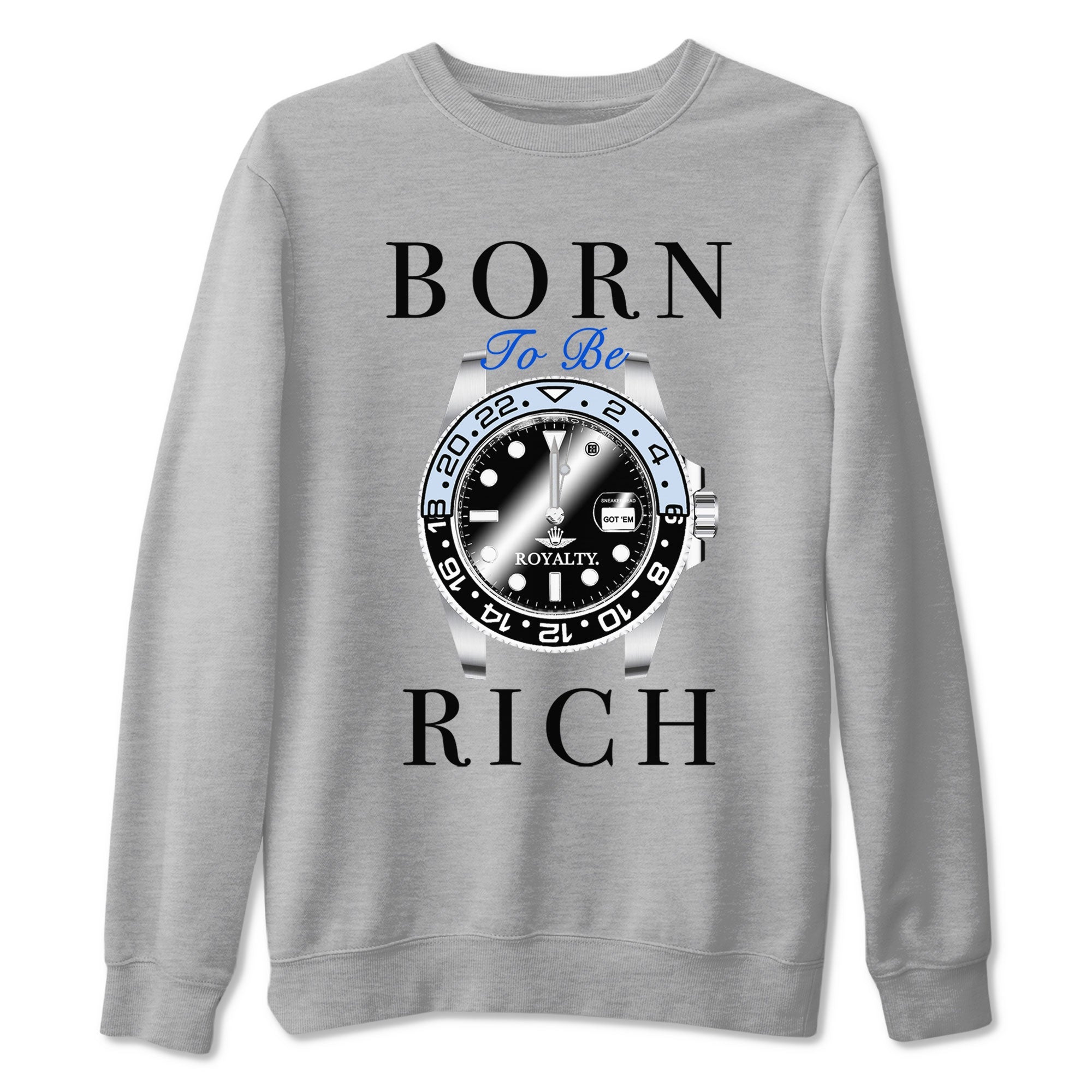 Born To Be Rich snkmatch Tees - Air Jordan 11 Black and Varsity Royal