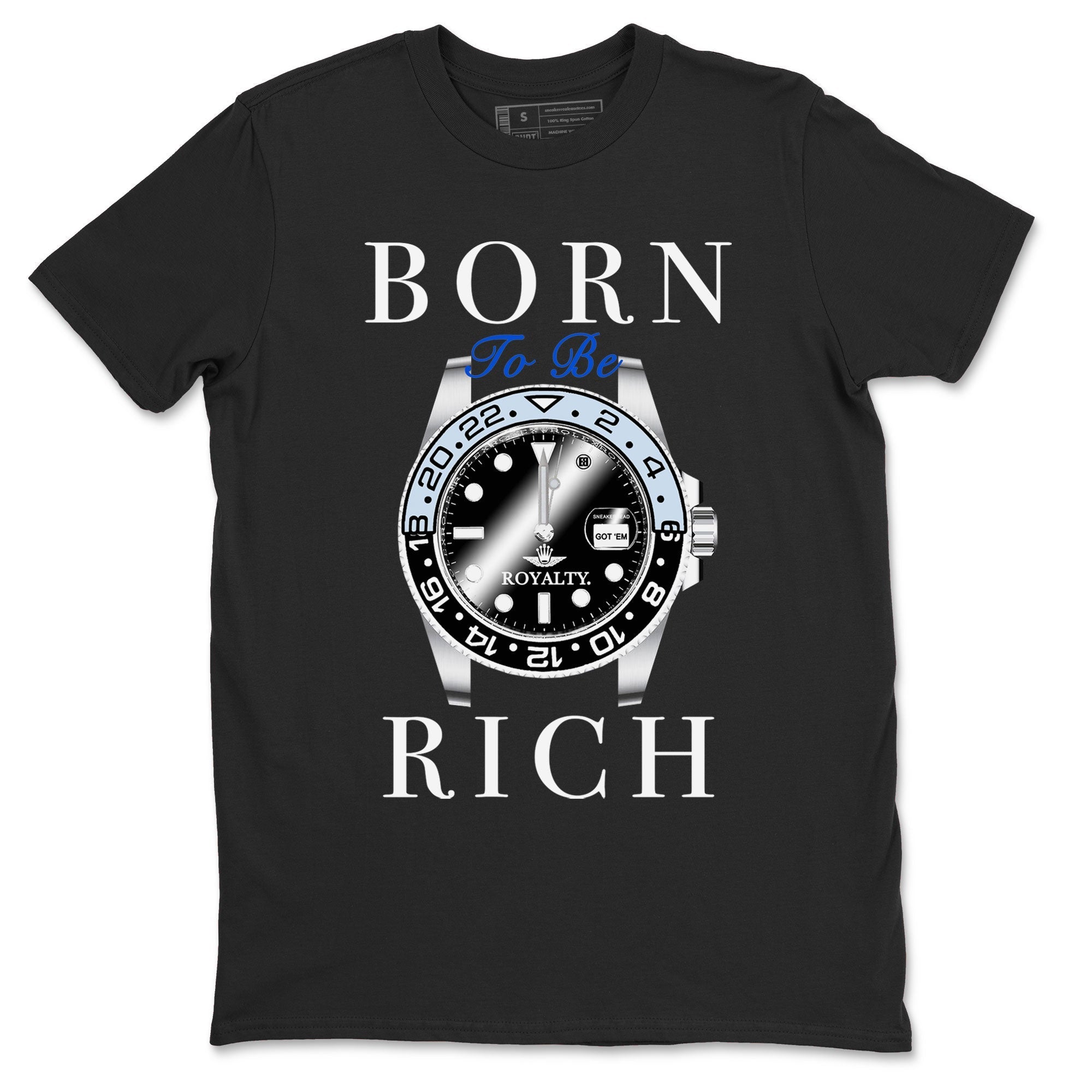 Born To Be Rich snkmatch Tees - Air Jordan 11 Black and Varsity Royal