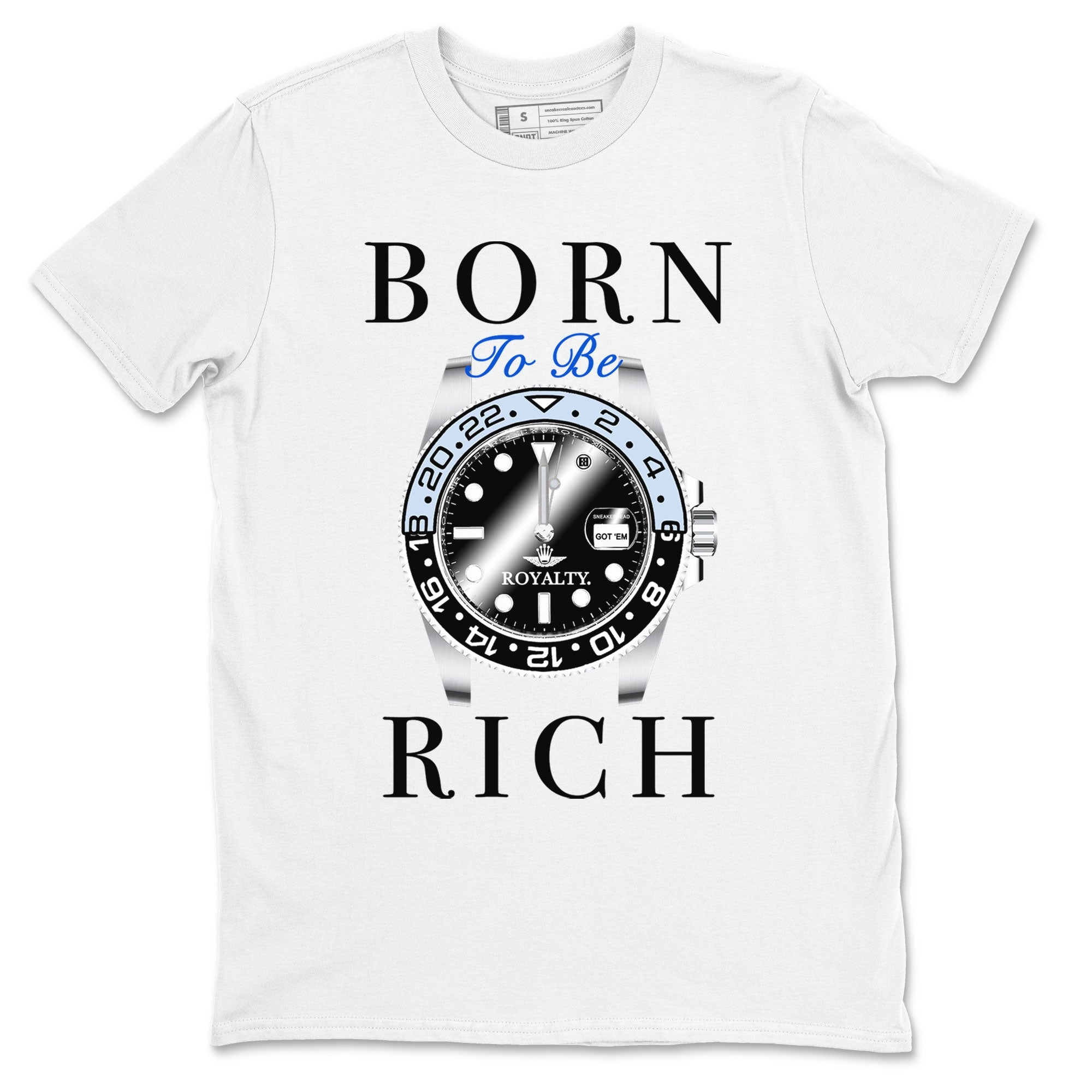 Born To Be Rich snkmatch Tees - Air Jordan 11 Black and Varsity Royal