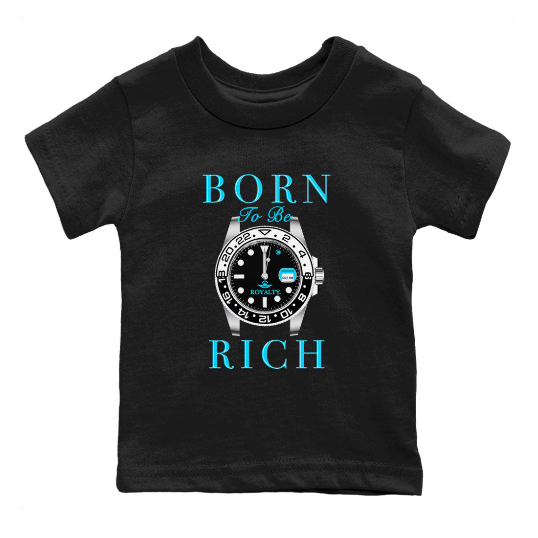 Born To Be Rich snkmatch Tees Kids - Air Jordan 9 Powder Blue