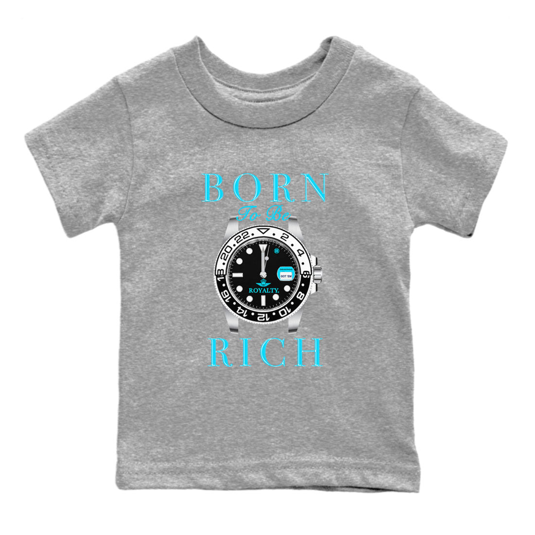 Born To Be Rich snkmatch Tees Kids - Air Jordan 9 Powder Blue