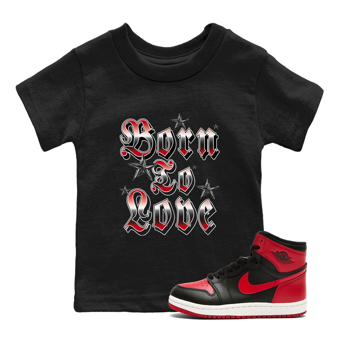 Born To Love snkmatch Tees Kids - Air Jordan 1 '85 Bred
