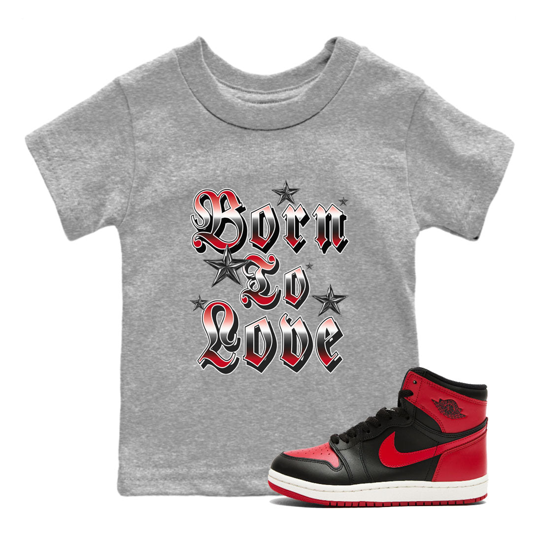 Born To Love snkmatch Tees Kids - Air Jordan 1 '85 Bred