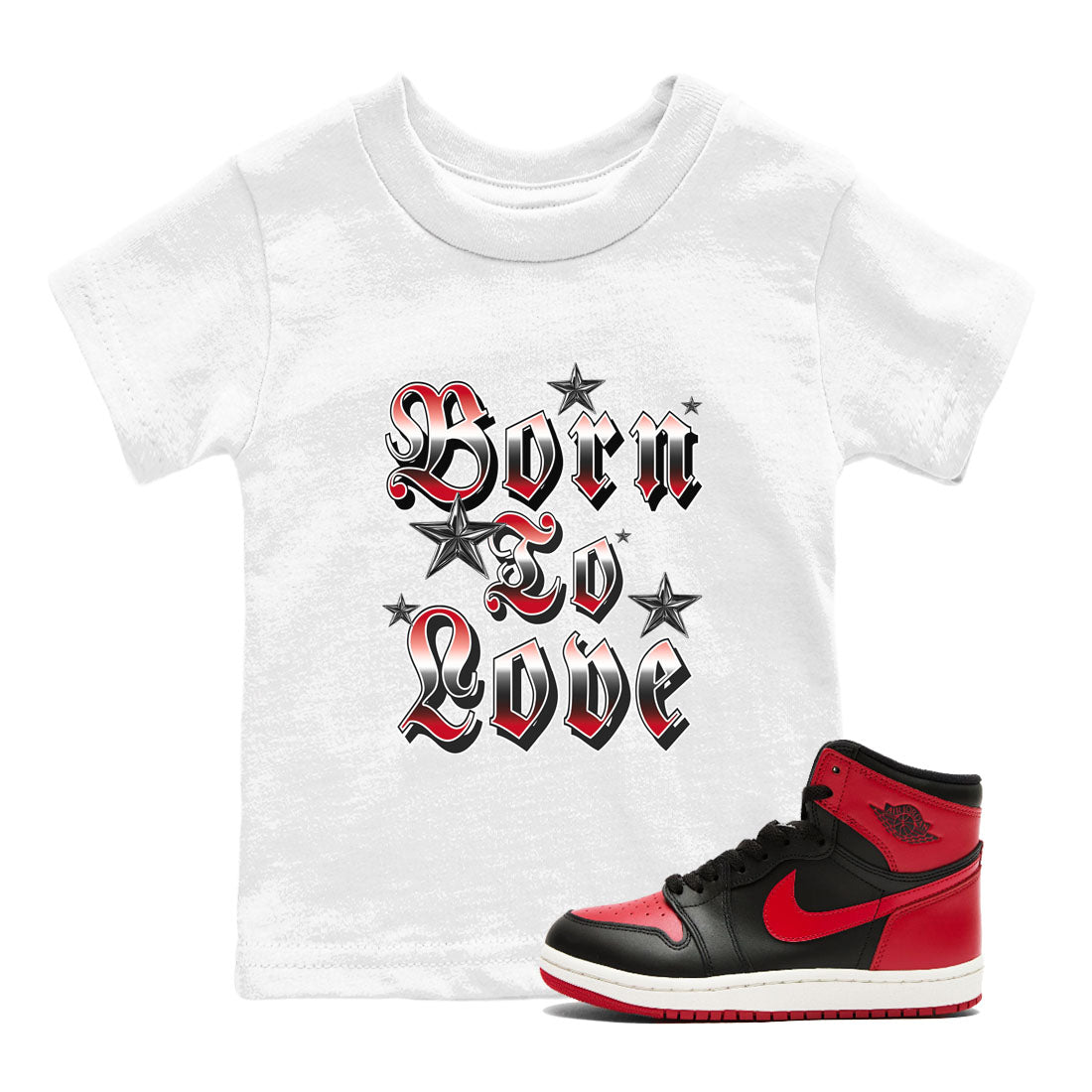 Born To Love snkmatch Tees Kids - Air Jordan 1 '85 Bred