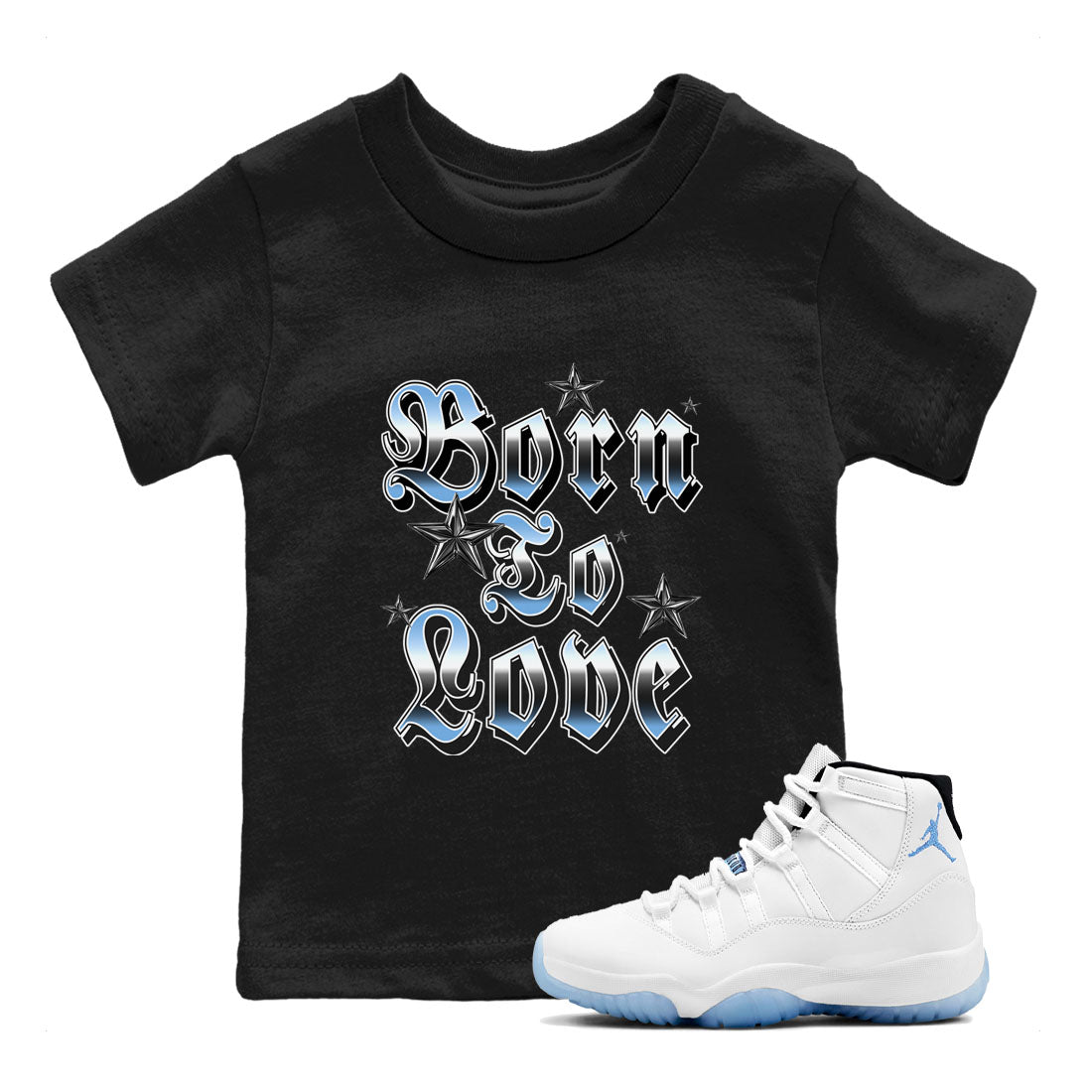 Born To Love snkmatch Tees Kids - Air Jordan 11 Legend Blue
