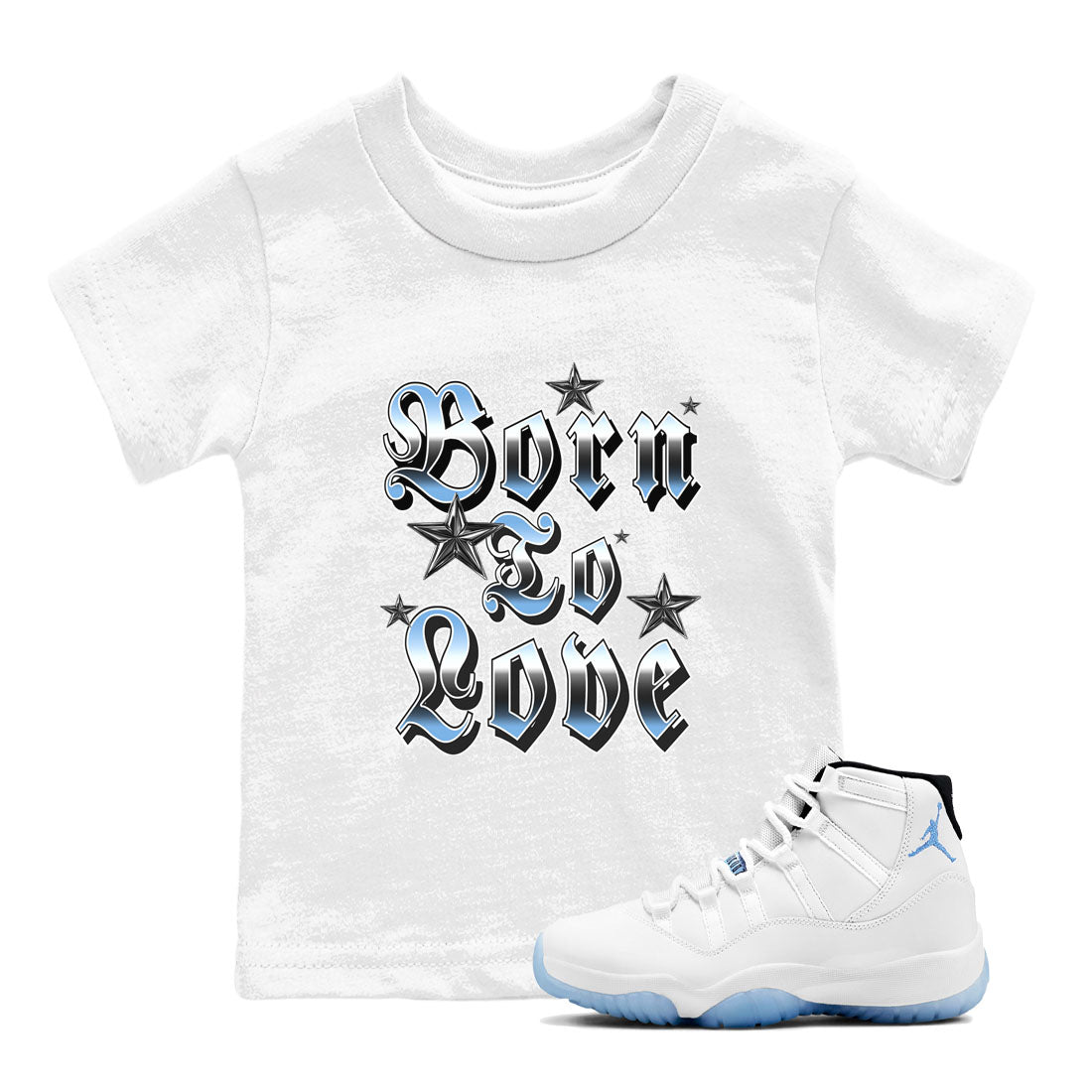 Born To Love snkmatch Tees Kids - Air Jordan 11 Legend Blue