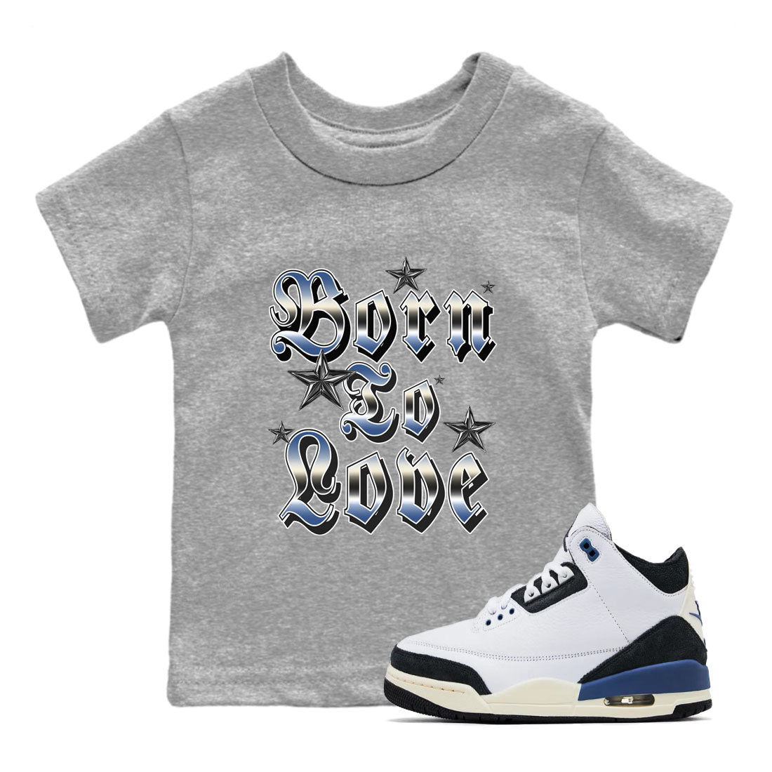 Born To Love snkmatch Tees Kids - Air Jordan 3 A Ma Maniere x Diffused Blue