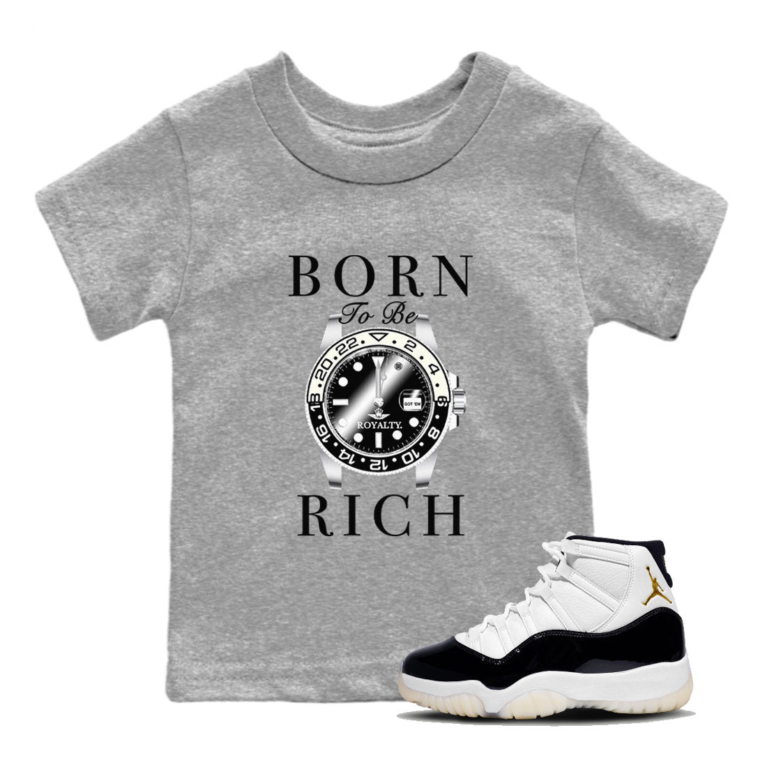 Born To Be Rich snkmatch Tees Kids - Air Jordan 11 Gratitude