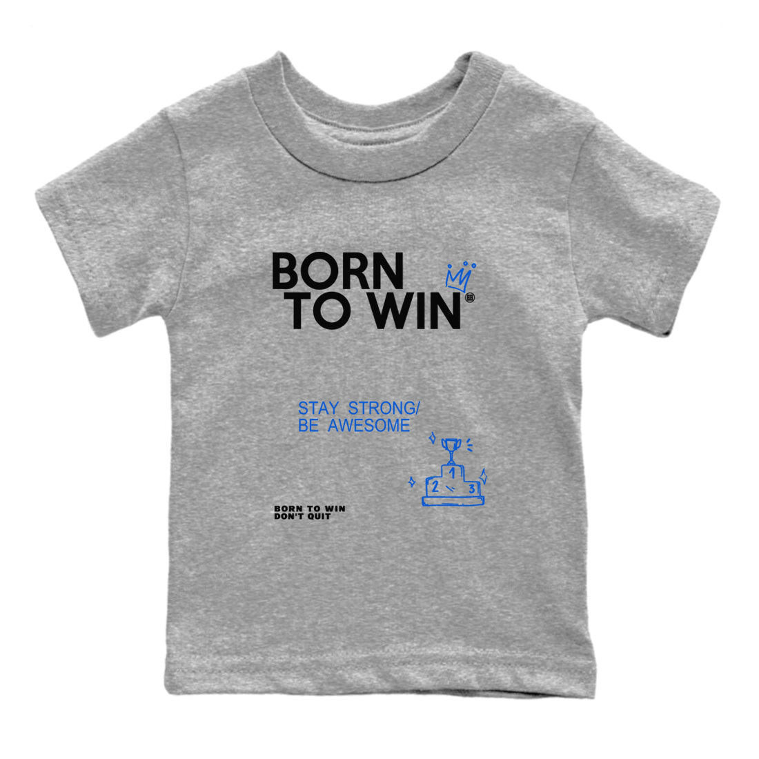 Born To Win snkmatch Tees Kids - Air Jordan 11 Black and Varsity Royal