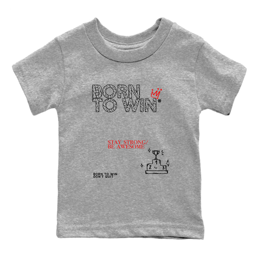 Born To Win snkmatch Tees Kids - Air Jordan 3 Black Cement