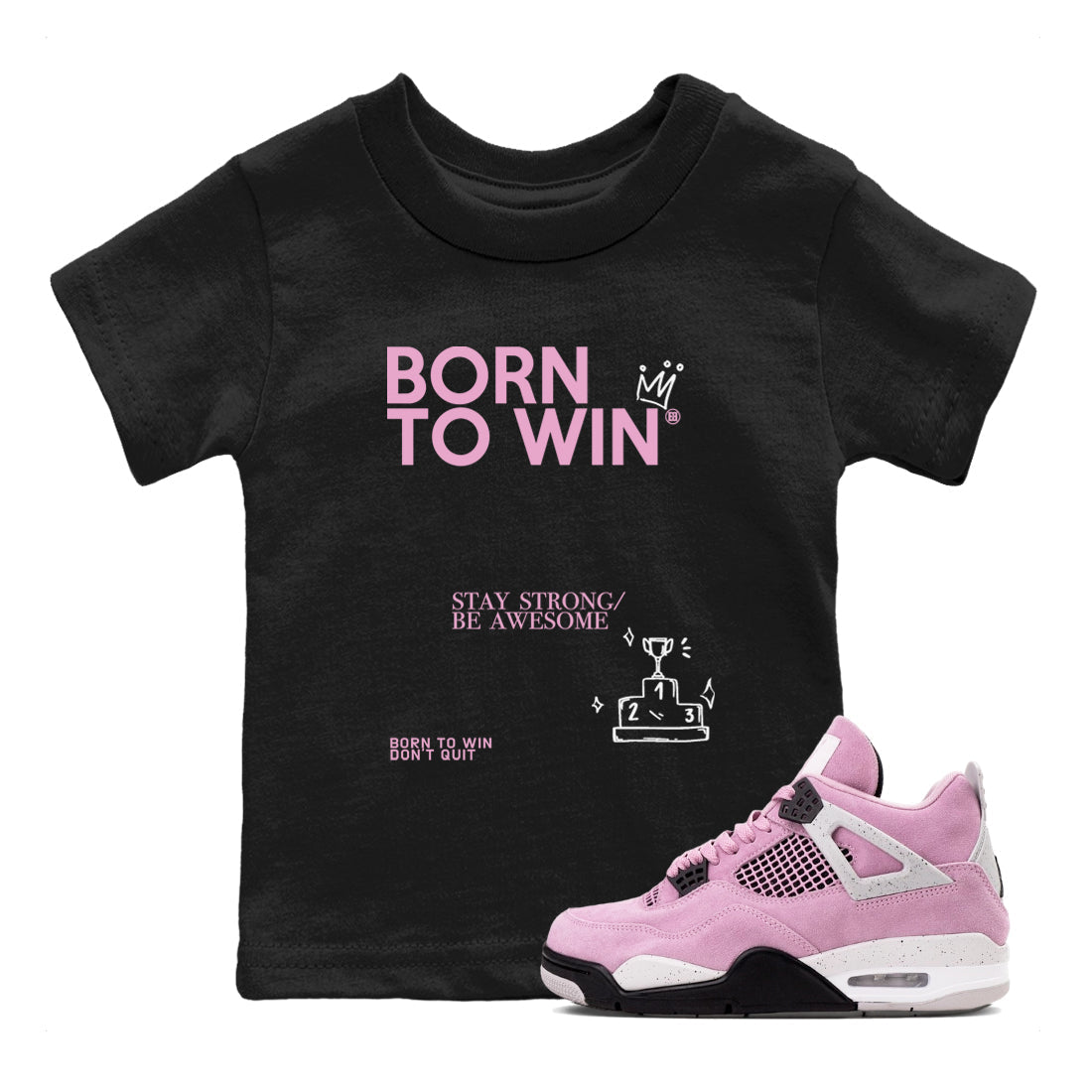 Born To Win snkmatch Tees Kids - Air Jordan 4 Orchid