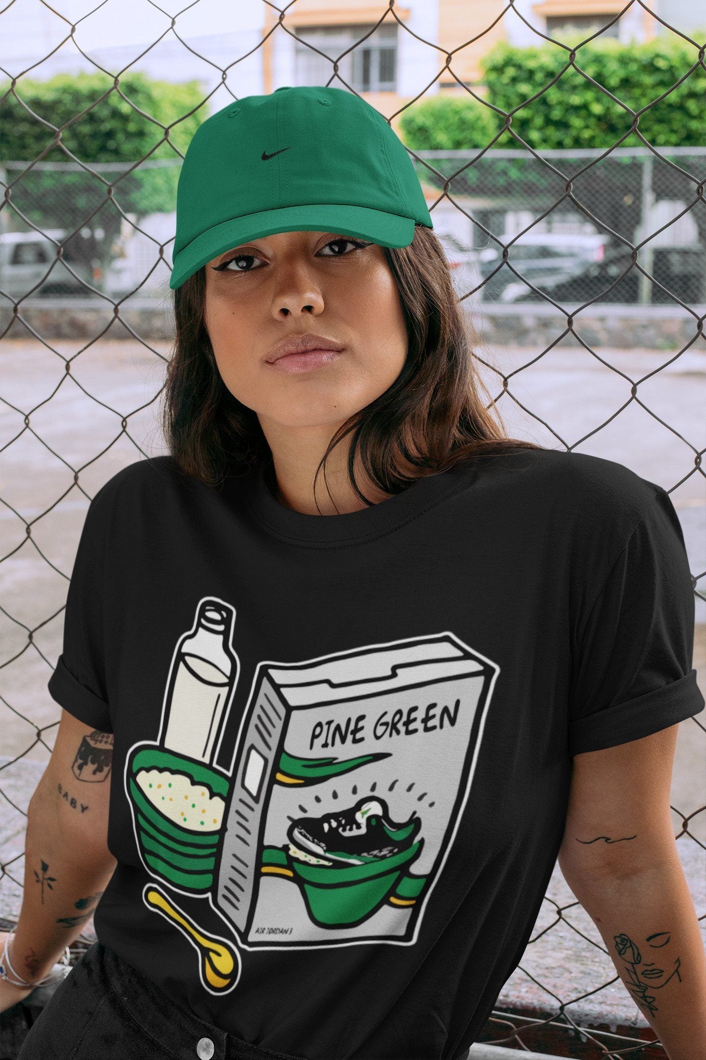 Breakfast Cereal Unisex Tops - Air Jordan 3 Pine Green