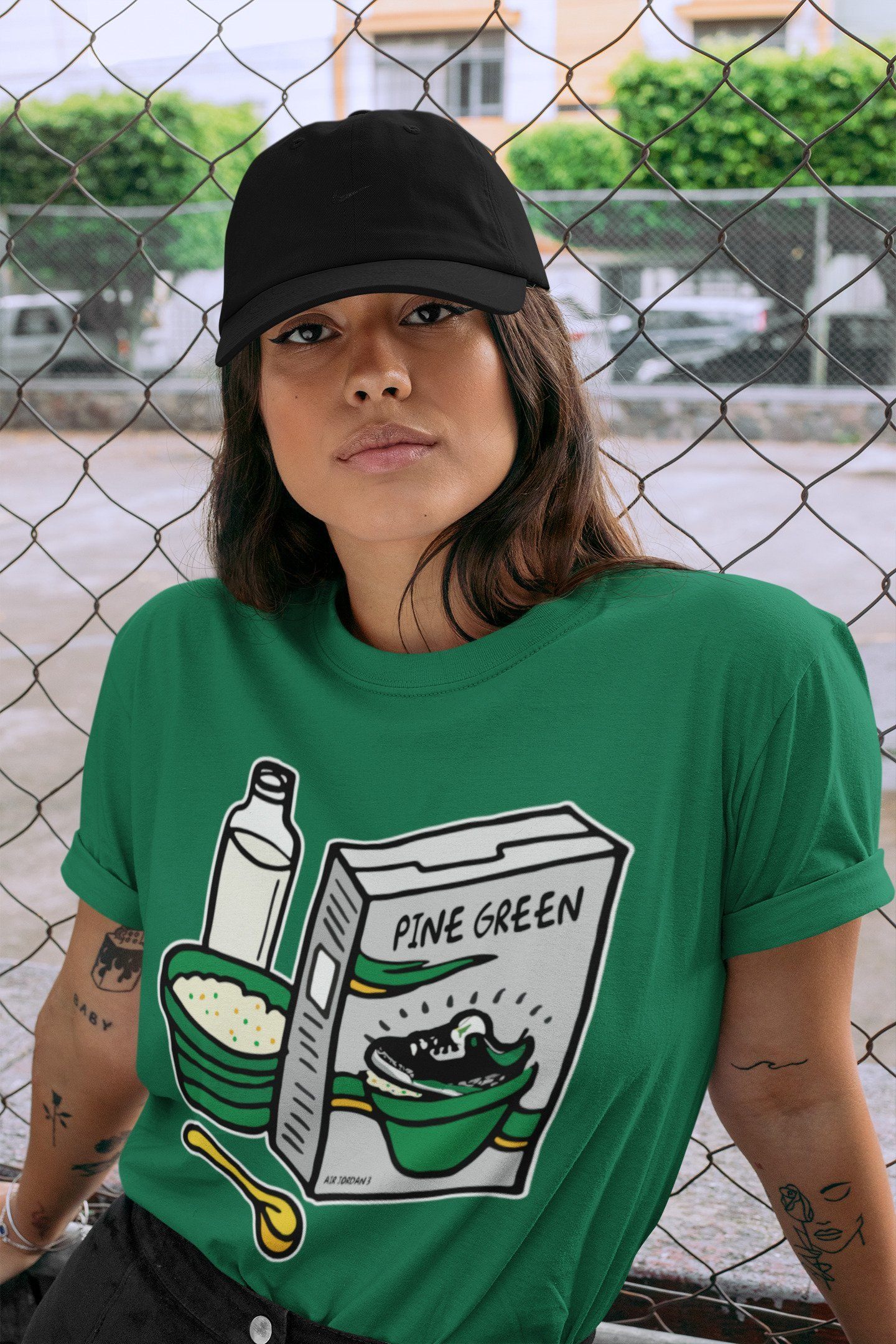 Breakfast Cereal Unisex Tops - Air Jordan 3 Pine Green