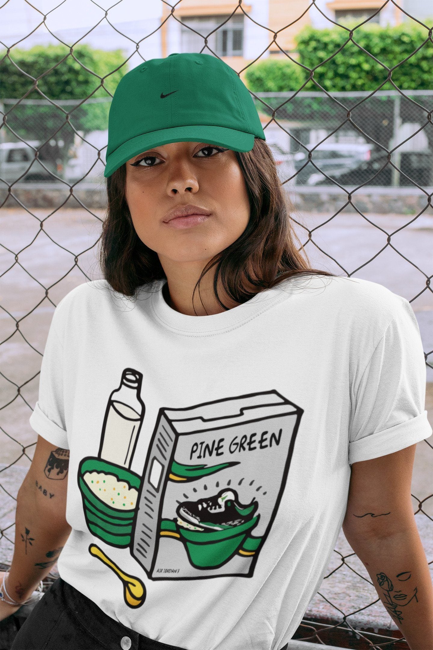 Breakfast Cereal Unisex Tops - Air Jordan 3 Pine Green
