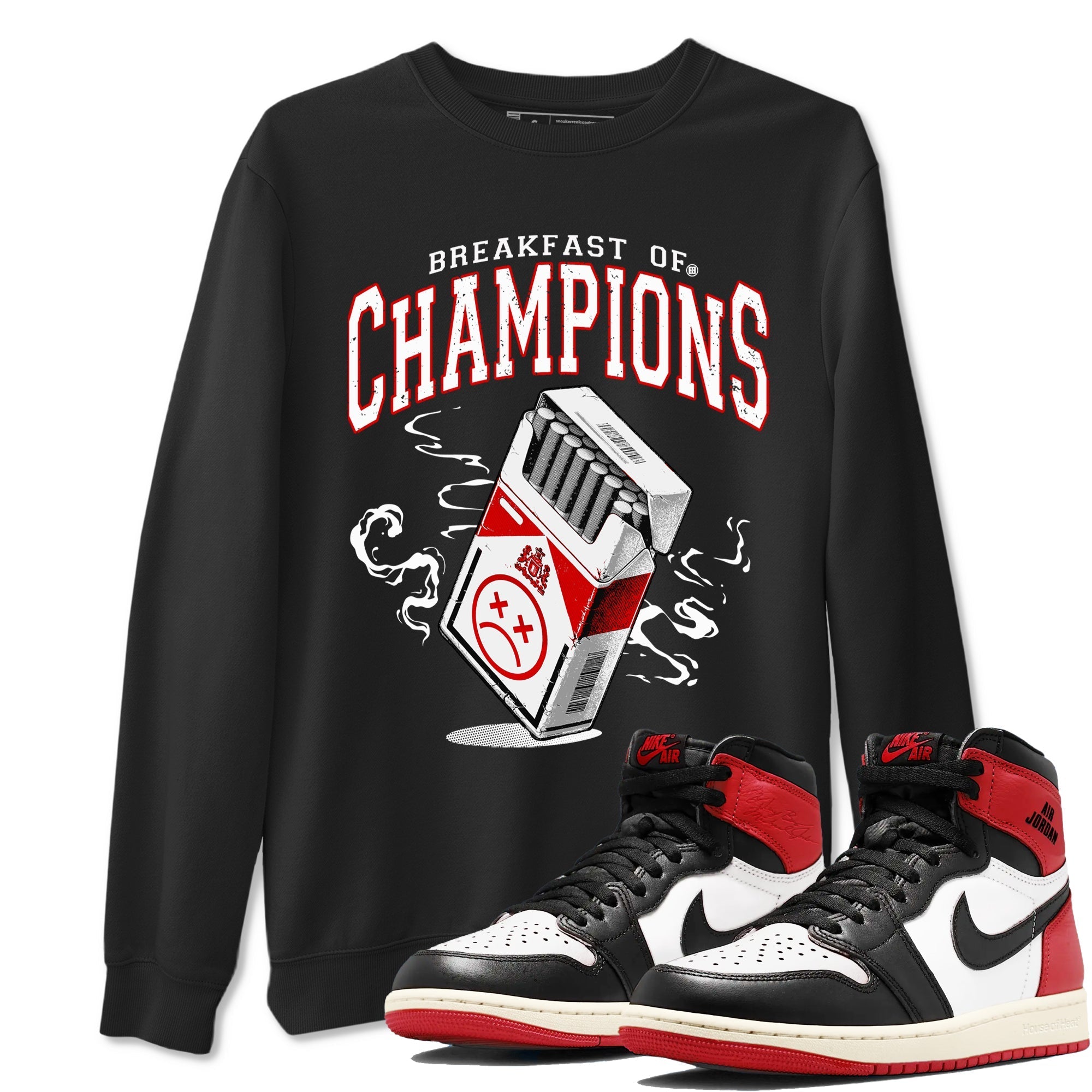 Breakfast Of Champions snkmatch Tees - Air Jordan 1 Black Toe Reimagined