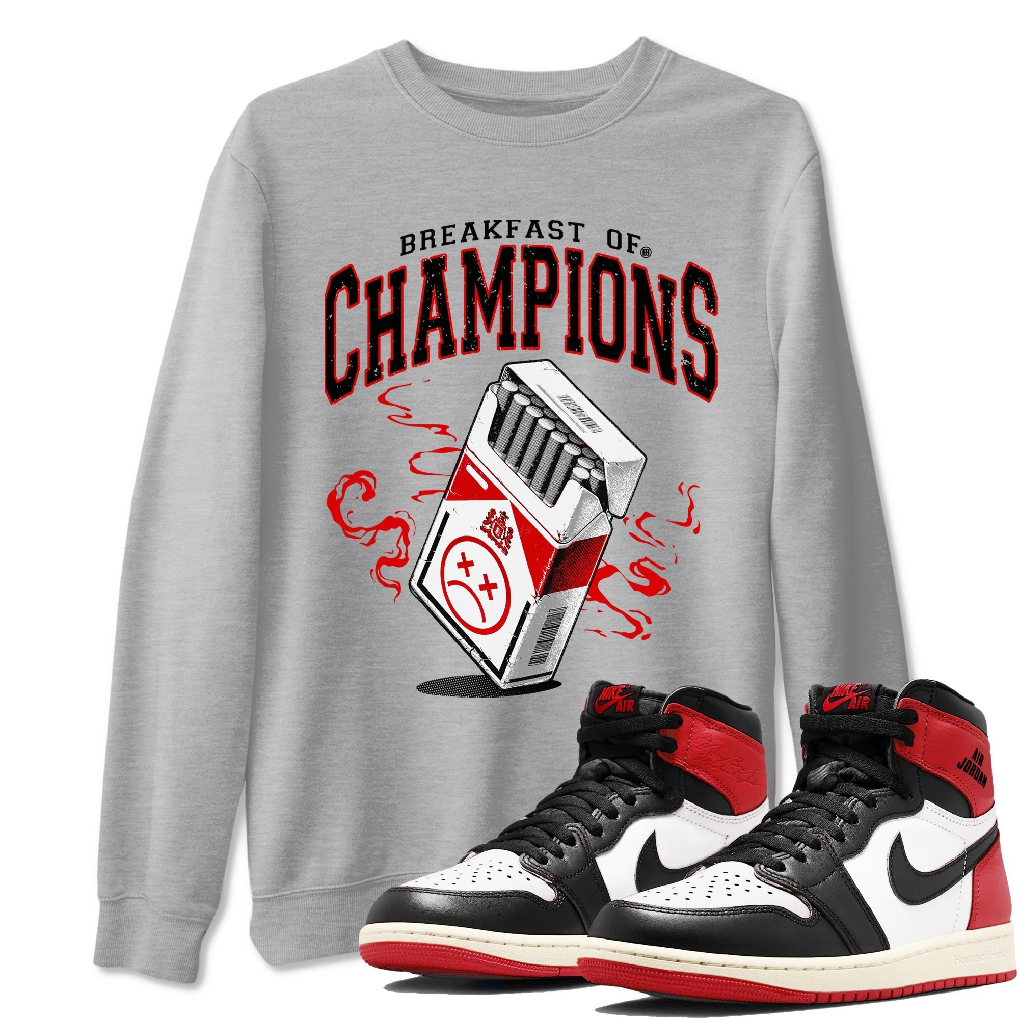Breakfast Of Champions snkmatch Tees - Air Jordan 1 Black Toe Reimagined
