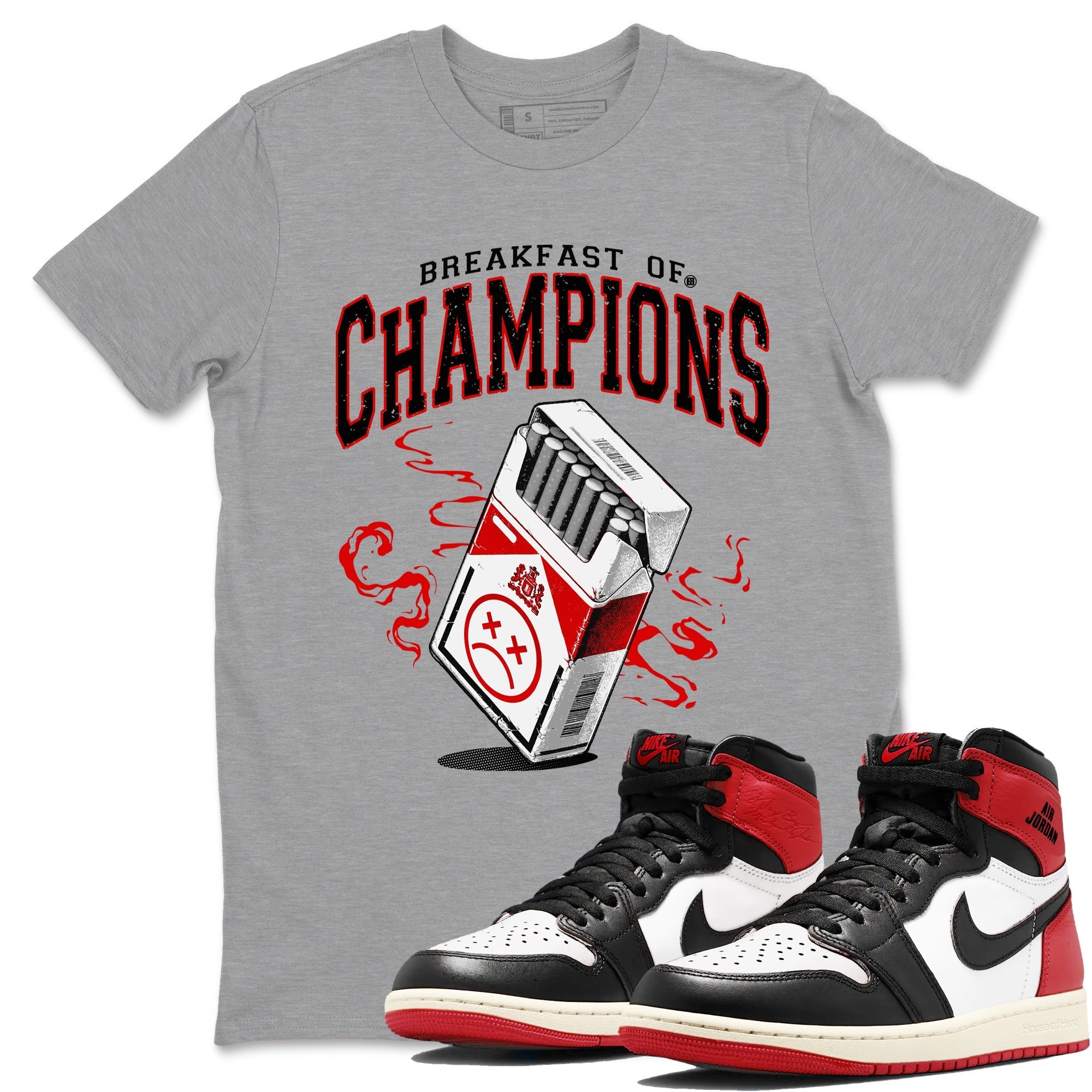 Breakfast Of Champions snkmatch Tees - Air Jordan 1 Black Toe Reimagined