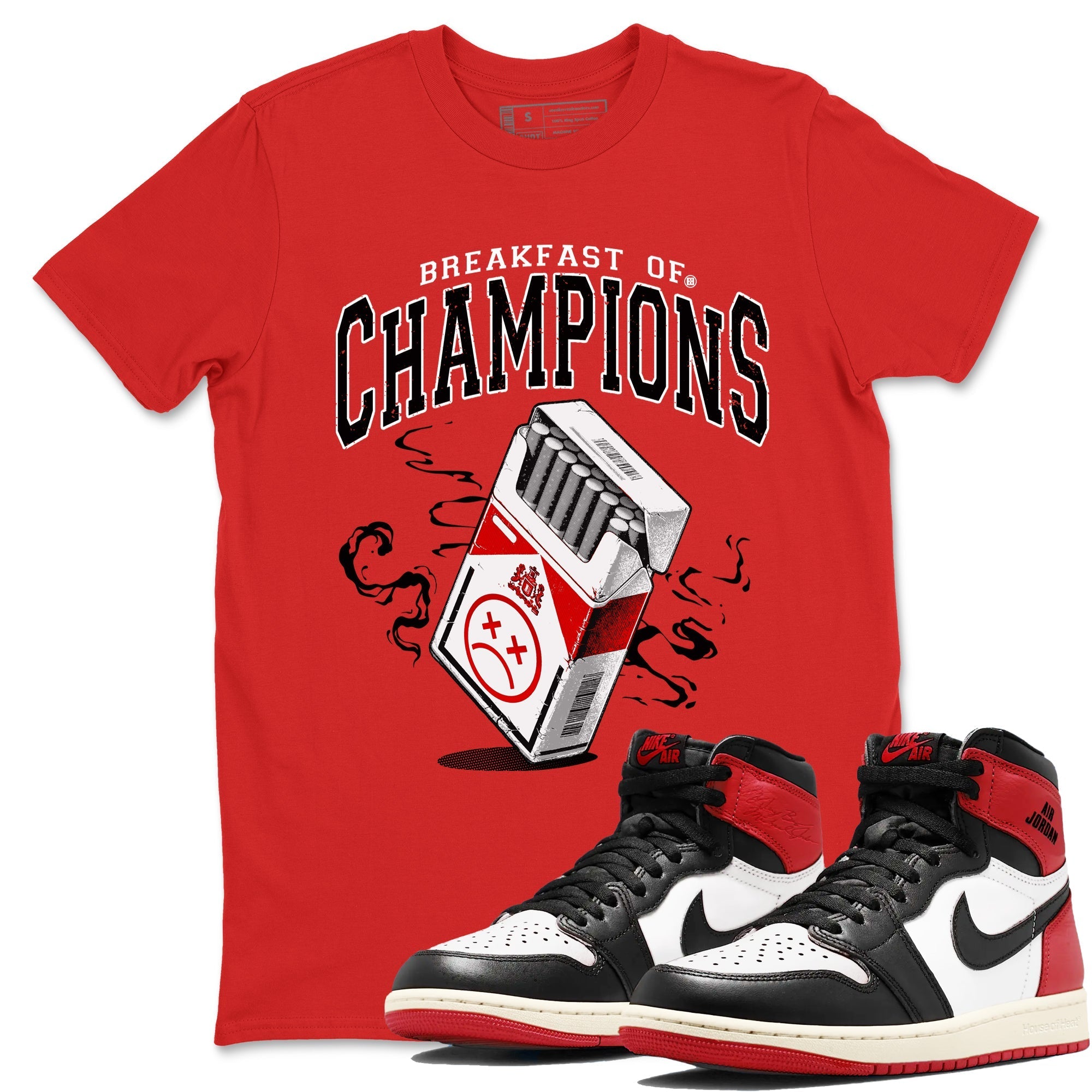 Breakfast Of Champions snkmatch Tees - Air Jordan 1 Black Toe Reimagined