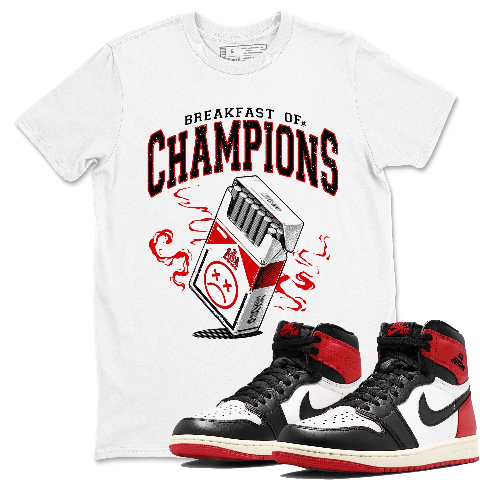 Breakfast Of Champions snkmatch Tees - Air Jordan 1 Black Toe Reimagined