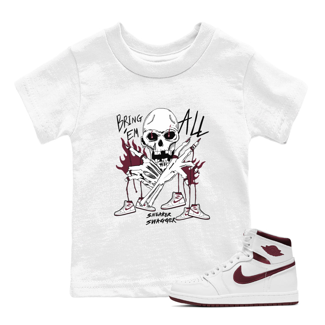 Bring 'Em All snkmatch Tees Kids - Air Jordan 1 Metallic Burgundy