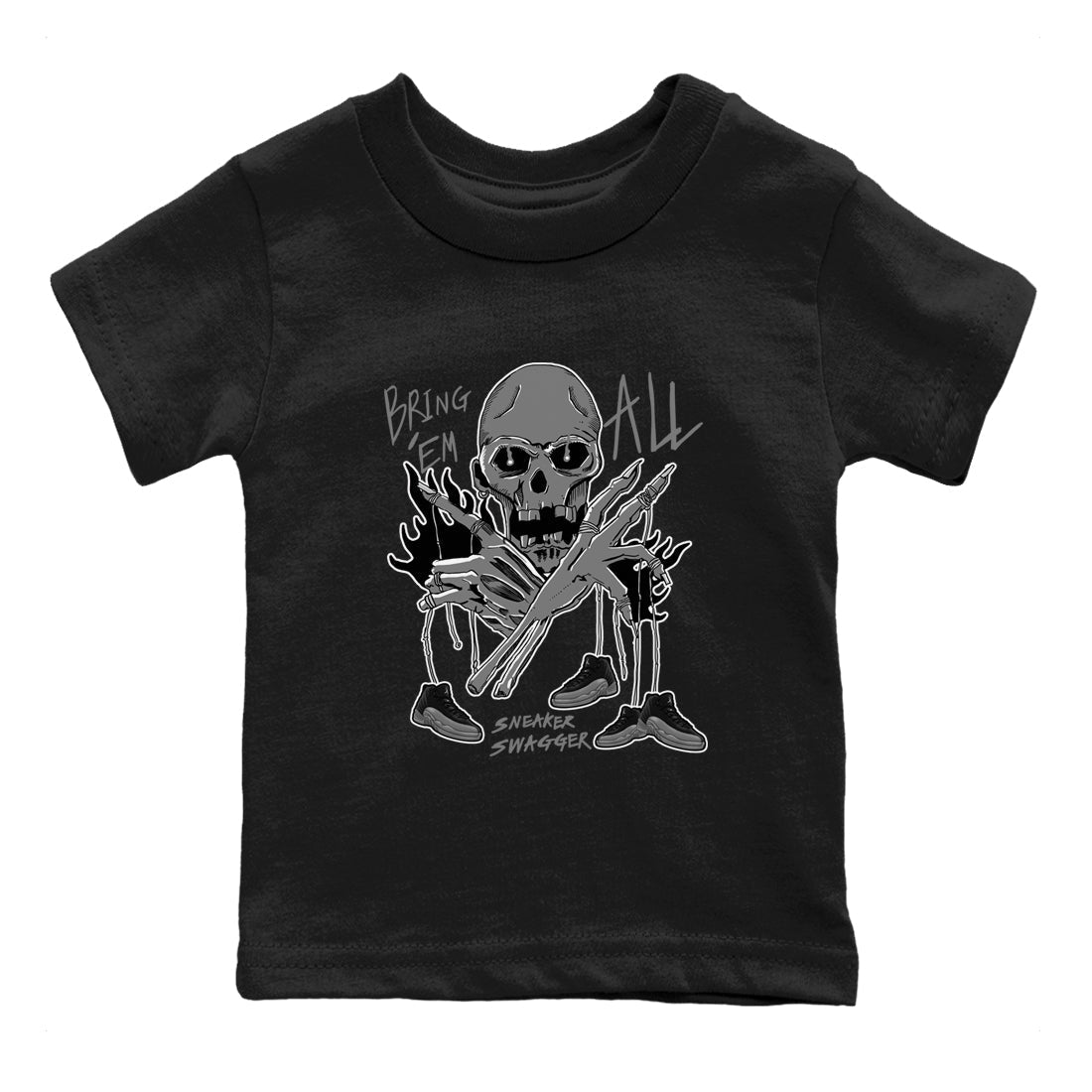 Bring 'Em All snkmatch Tees Kids - Air Jordan 12 Black Wolf Grey
