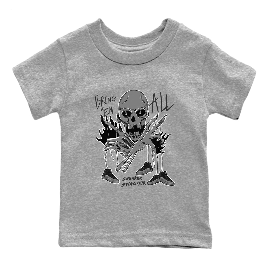 Bring 'Em All snkmatch Tees Kids - Air Jordan 12 Black Wolf Grey
