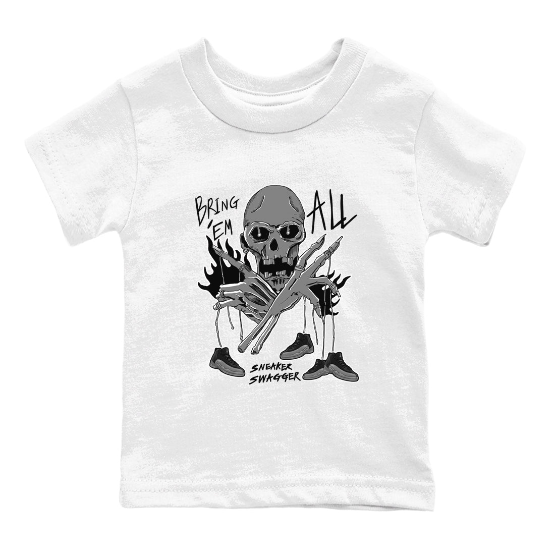 Bring 'Em All snkmatch Tees Kids - Air Jordan 12 Black Wolf Grey