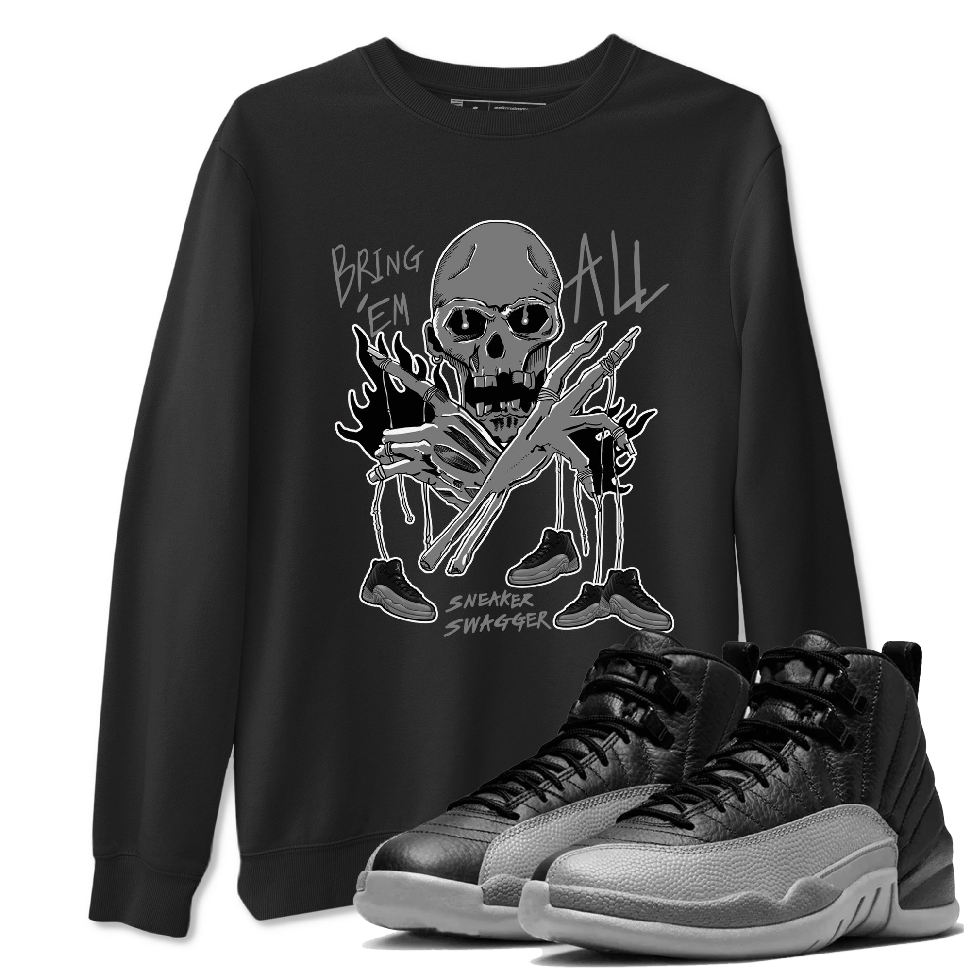 Bring 'Em All snkmatch Tees - Air Jordan 12 Black Wolf Grey