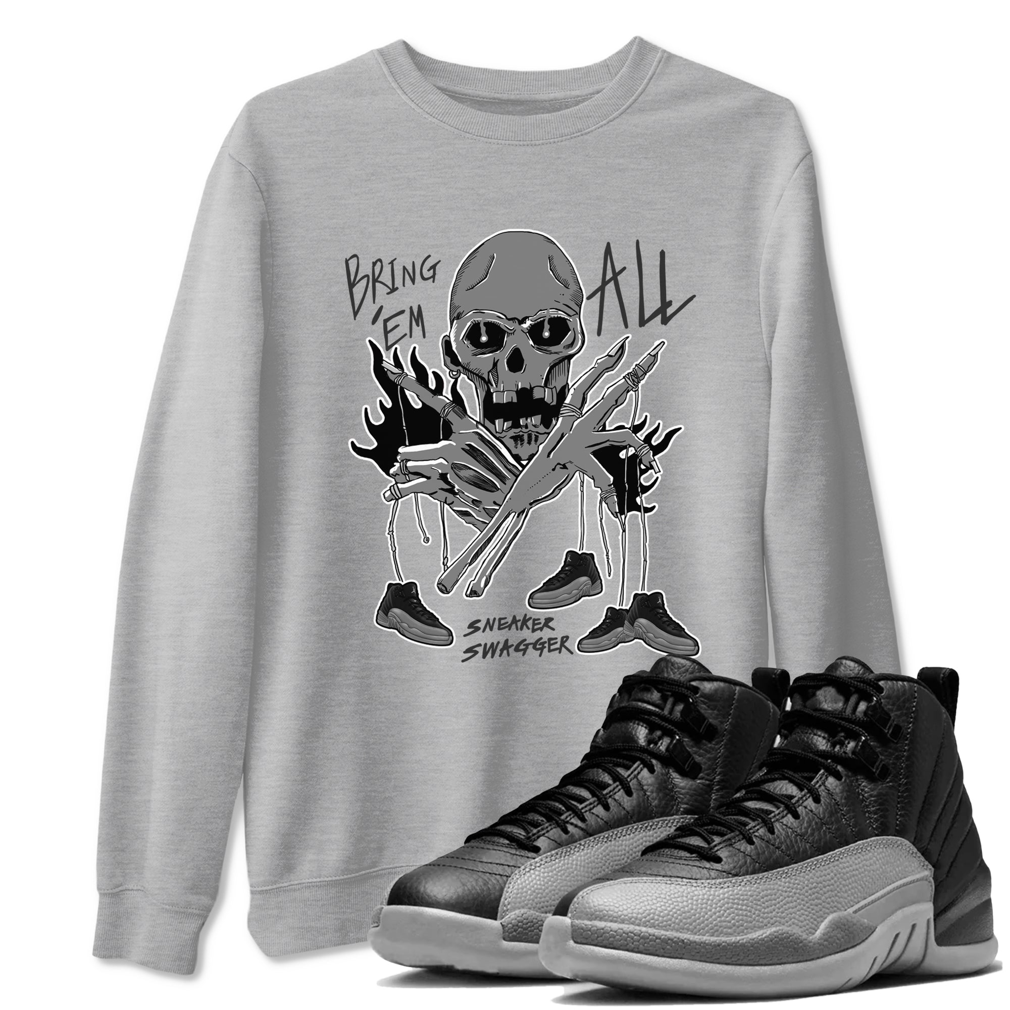 Bring 'Em All snkmatch Tees - Air Jordan 12 Black Wolf Grey