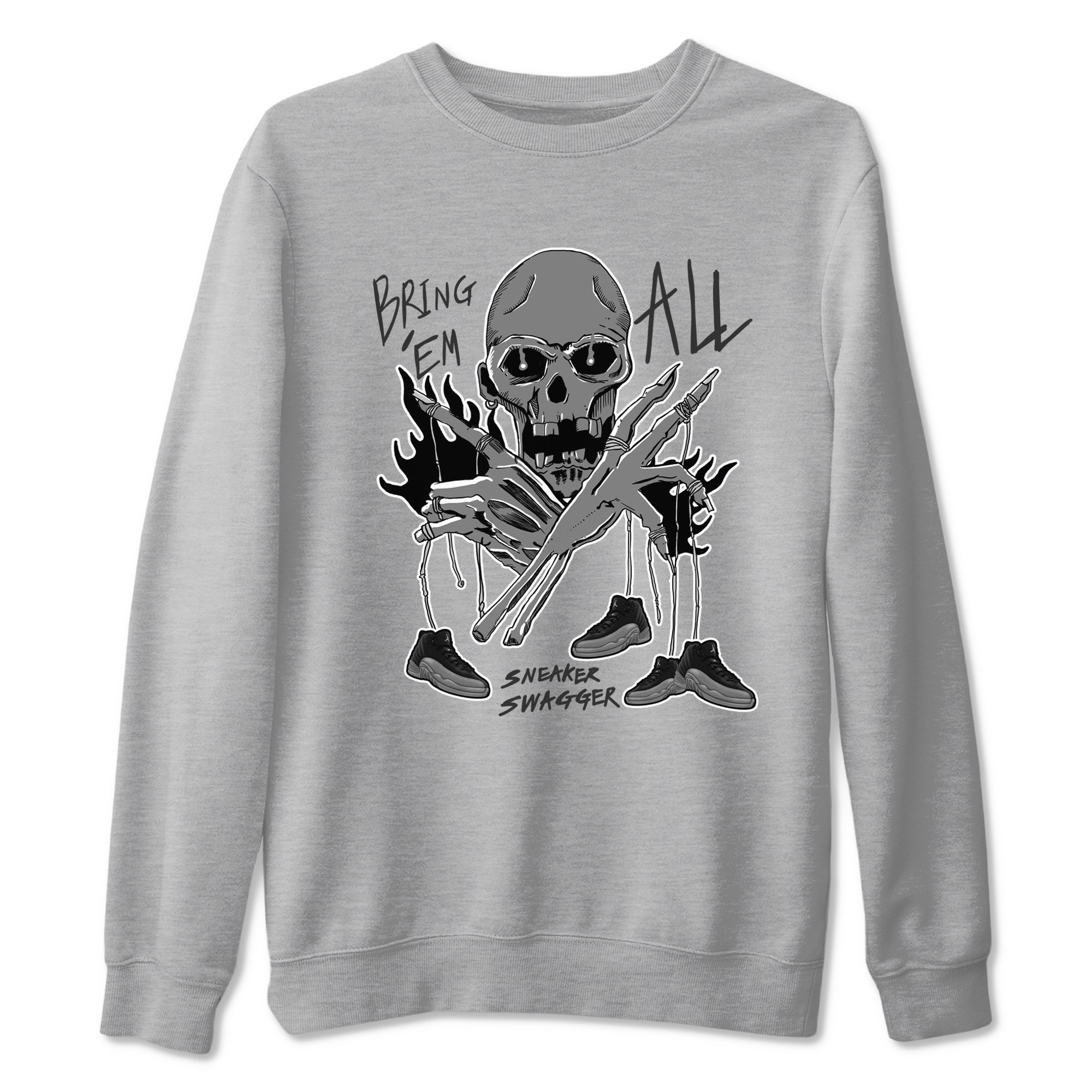 Bring 'Em All snkmatch Tees - Air Jordan 12 Black Wolf Grey