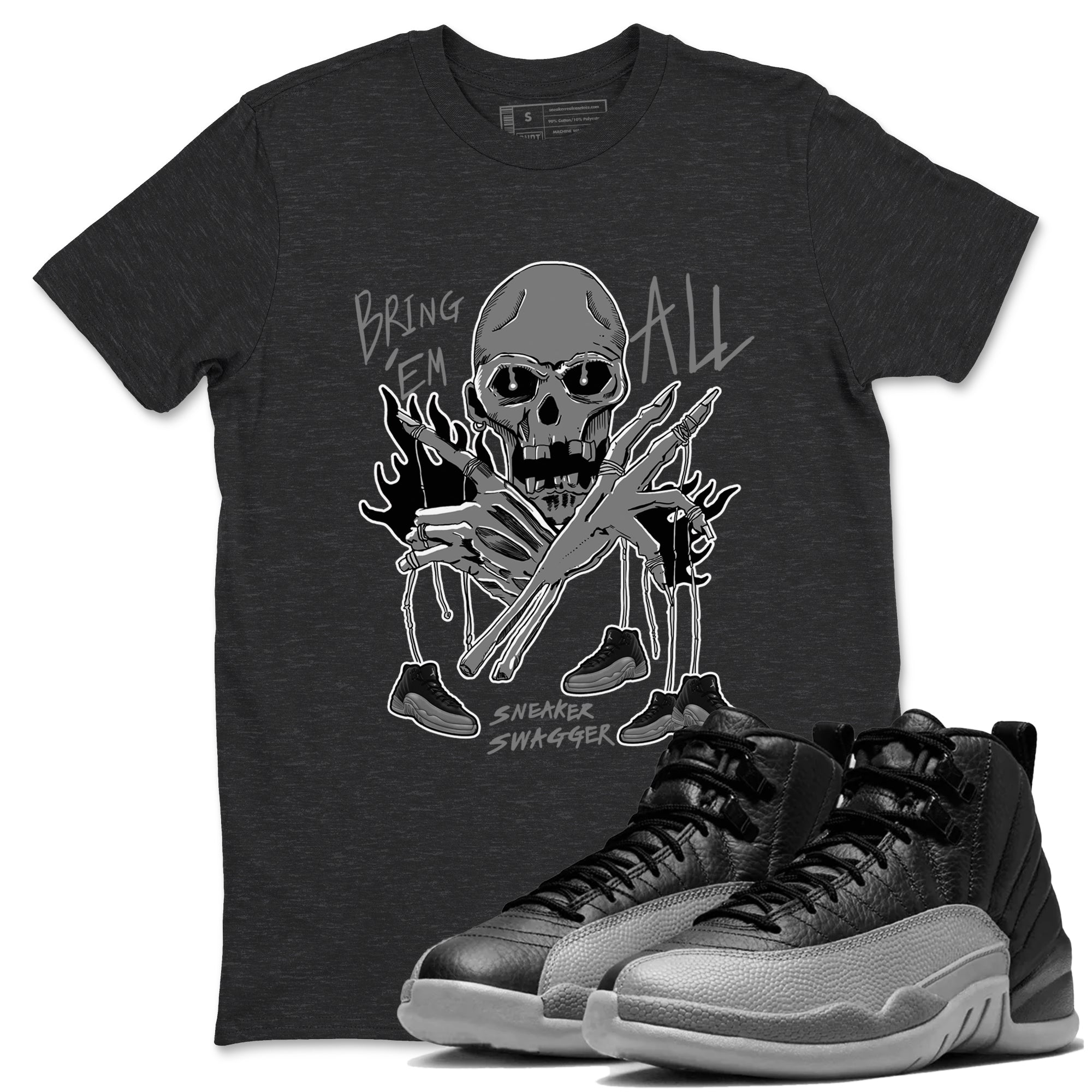 Bring 'Em All snkmatch Tees - Air Jordan 12 Black Wolf Grey