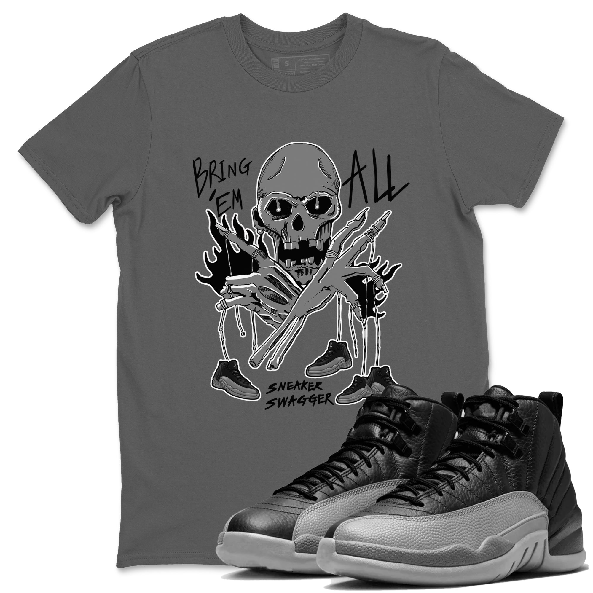 Bring 'Em All snkmatch Tees - Air Jordan 12 Black Wolf Grey