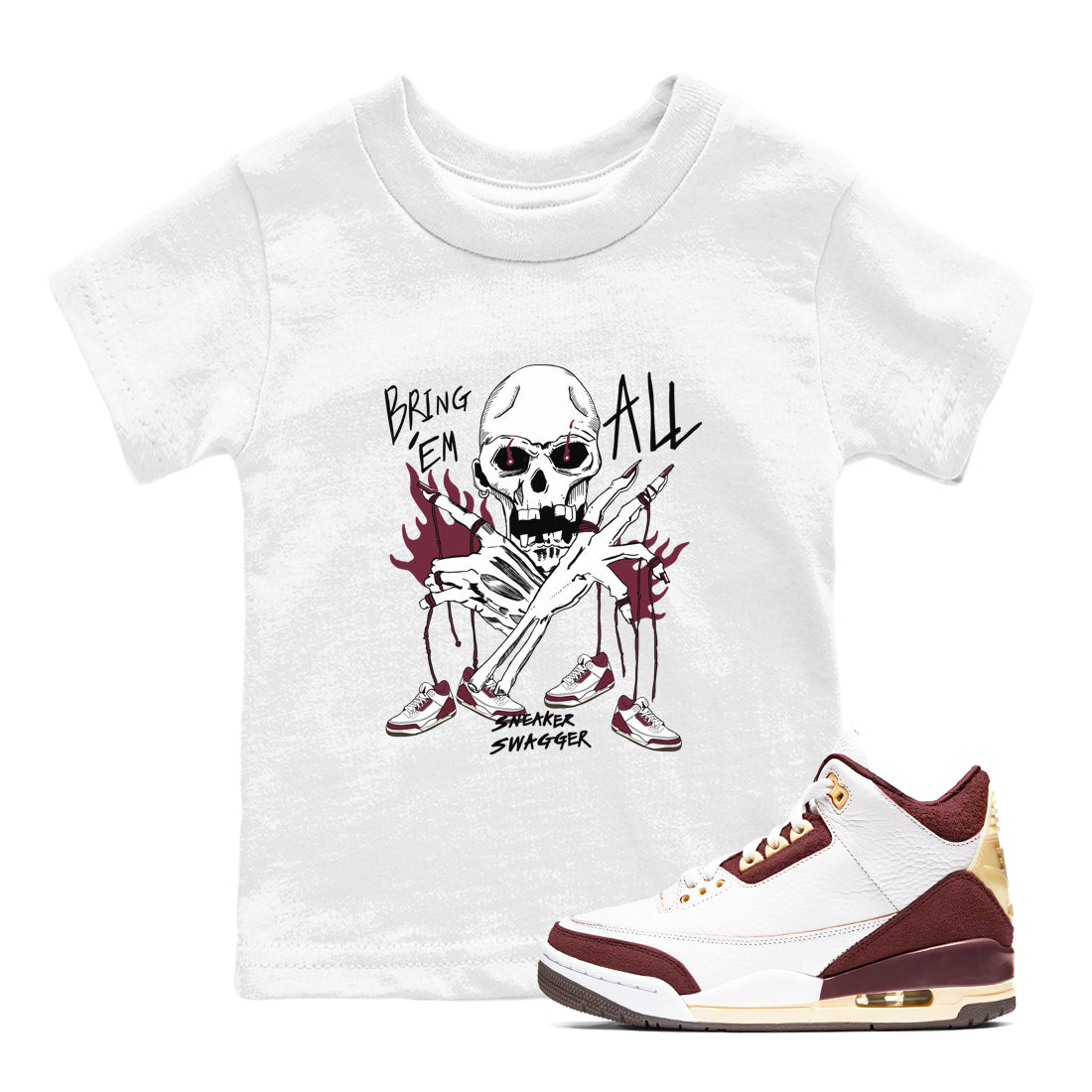 Bring 'Em All snkmatch Tees Kids - Air Jordan 3 A Ma Maniere x Burgundy Crush