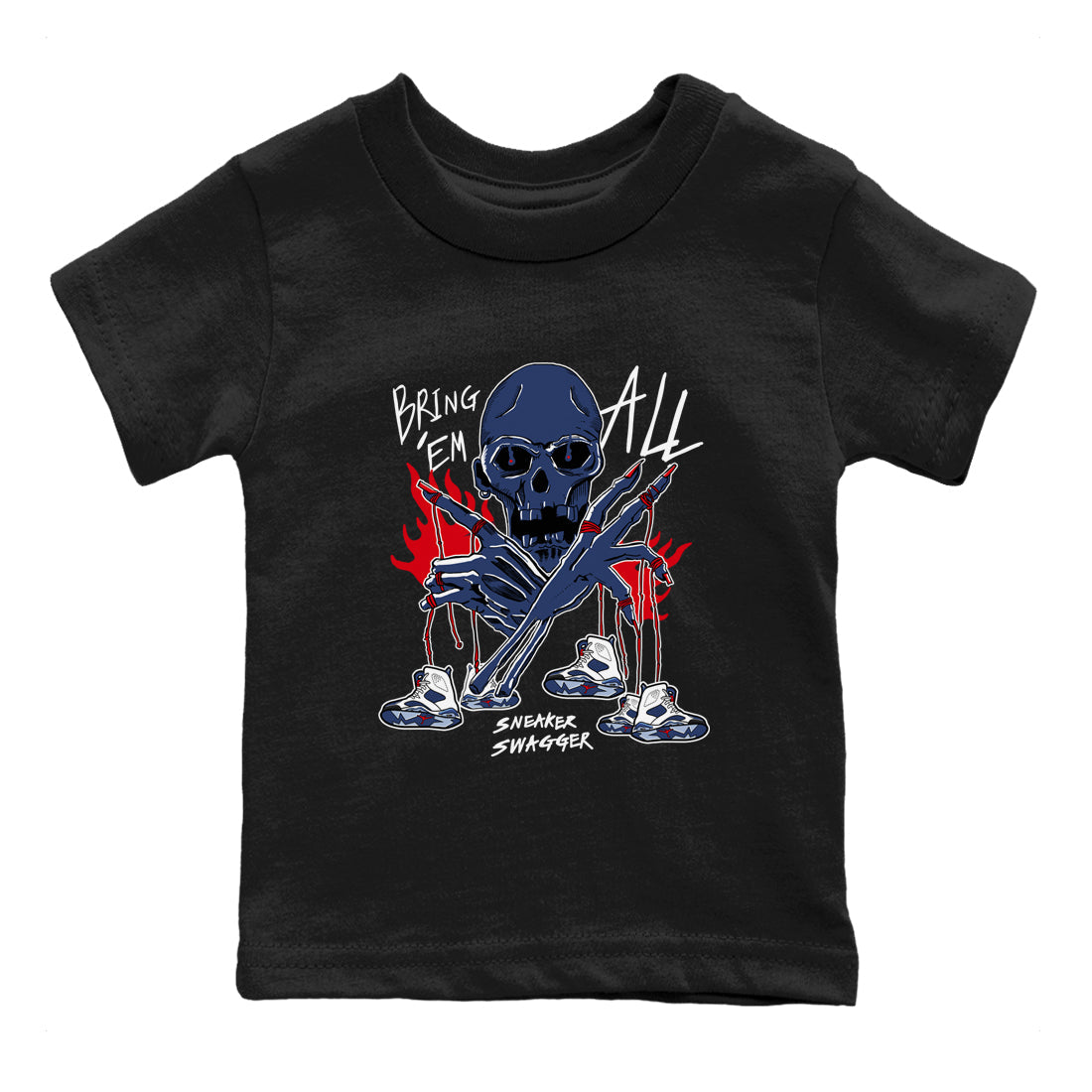 Bring 'Em All snkmatch Tees Kids - Air Jordan 6 White And Midnight Navy