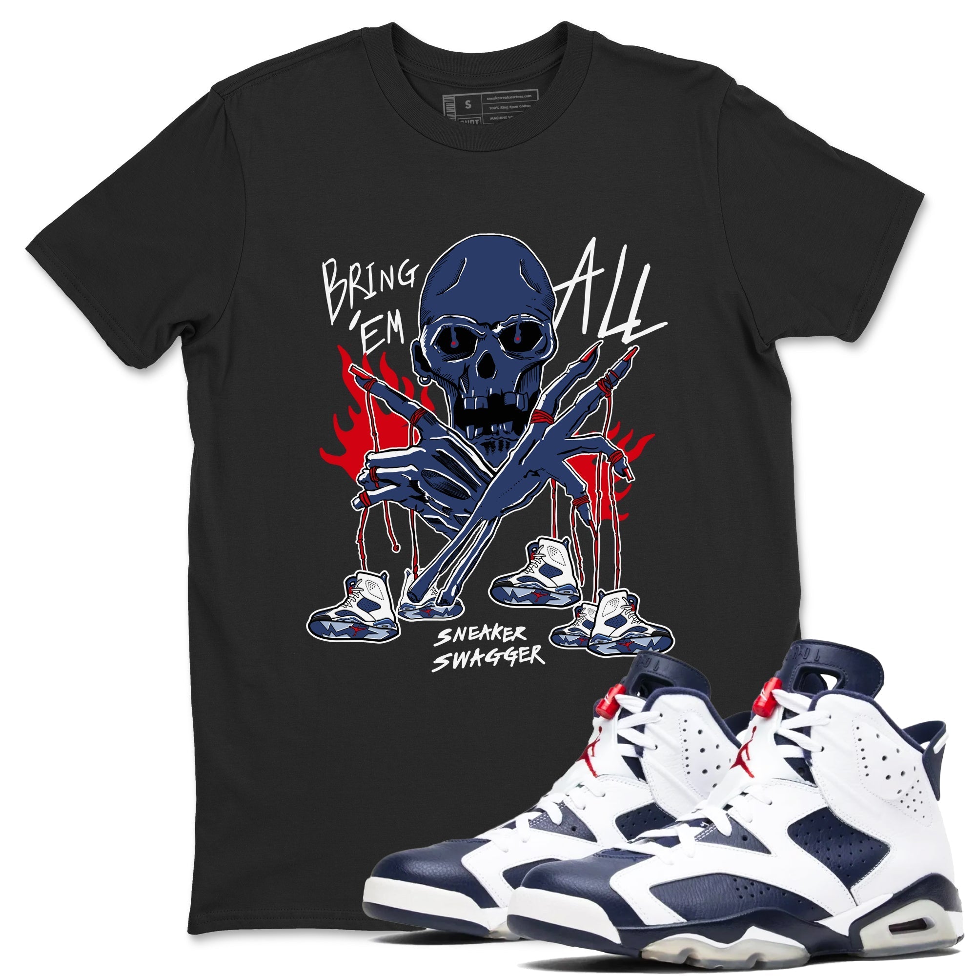 Bring 'Em All snkmatch Tees - Air Jordan 6 White And Midnight Navy