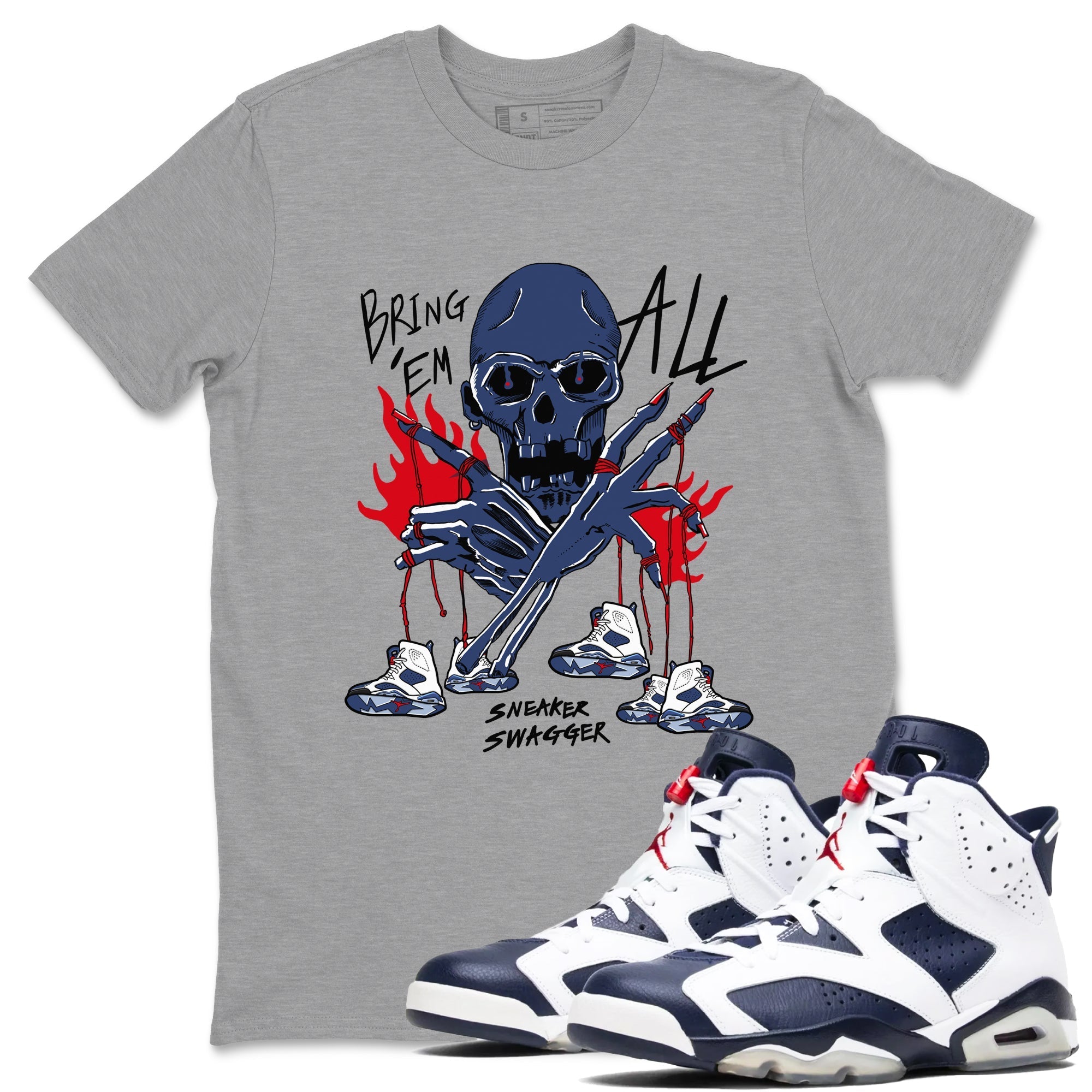Bring 'Em All snkmatch Tees - Air Jordan 6 White And Midnight Navy
