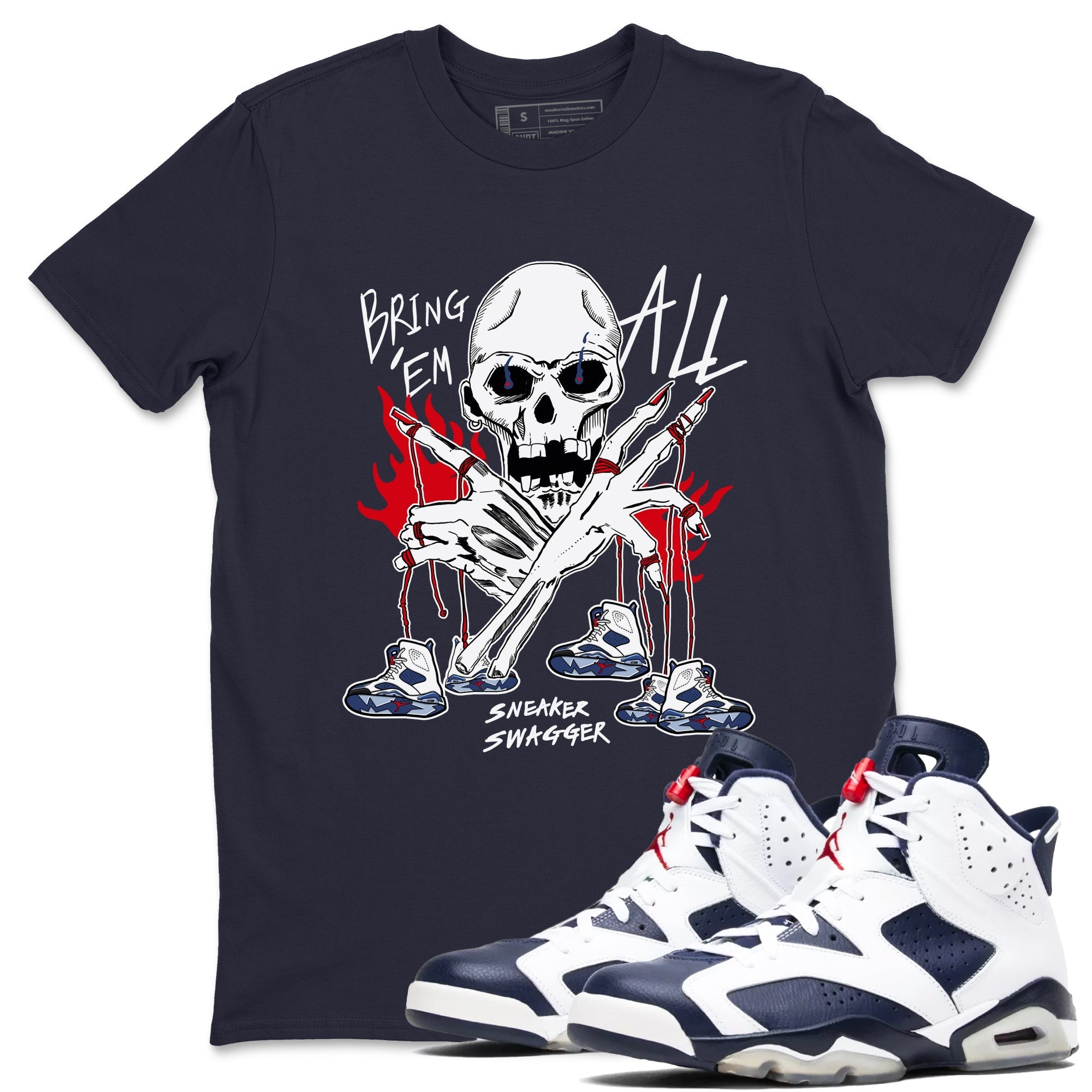 Bring 'Em All snkmatch Tees - Air Jordan 6 White And Midnight Navy