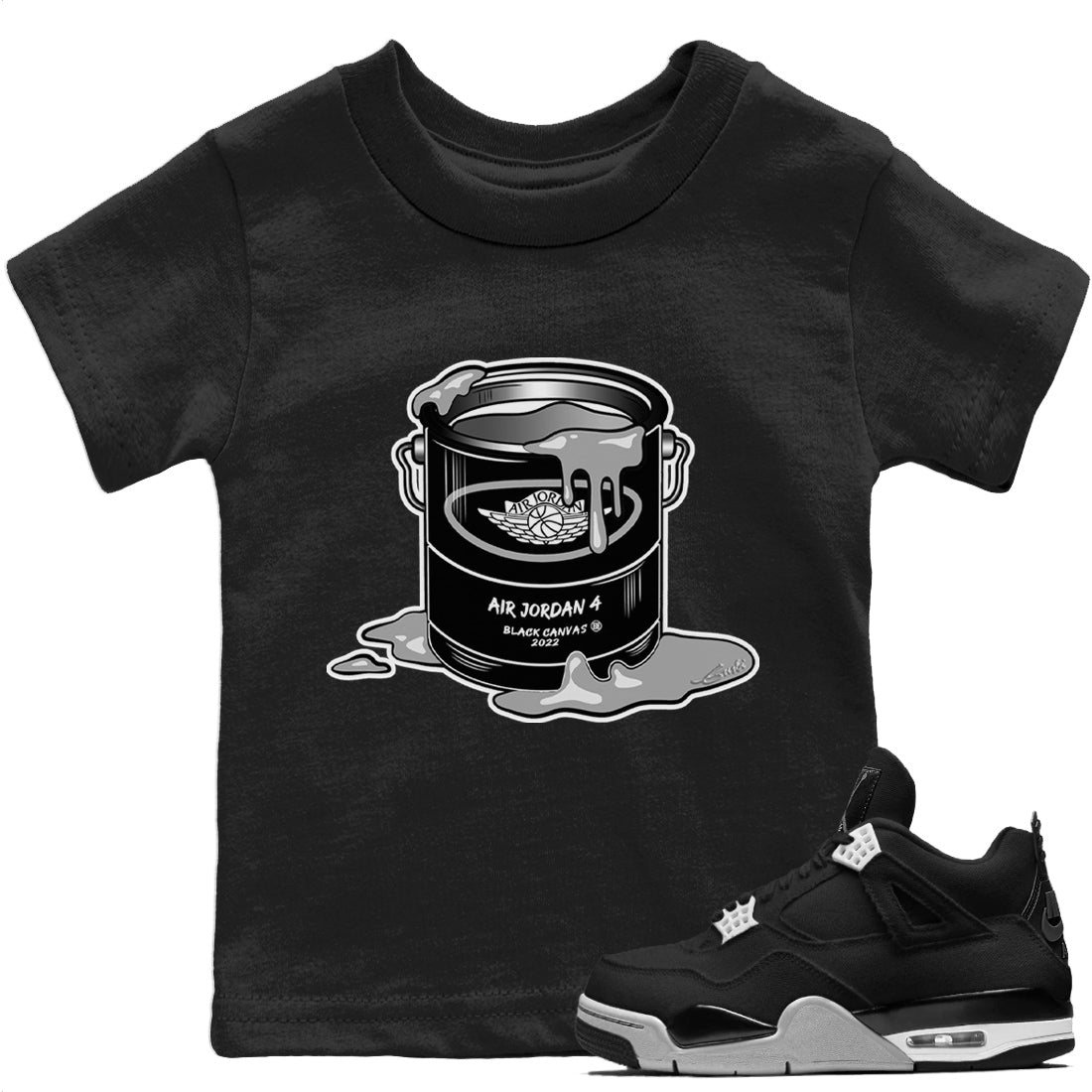 Bucket Kids Tops - Air Jordan 4 Black Canvas