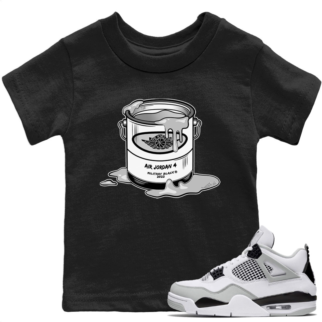 Bucket Kids Tops - Air Jordan 4 Military Black