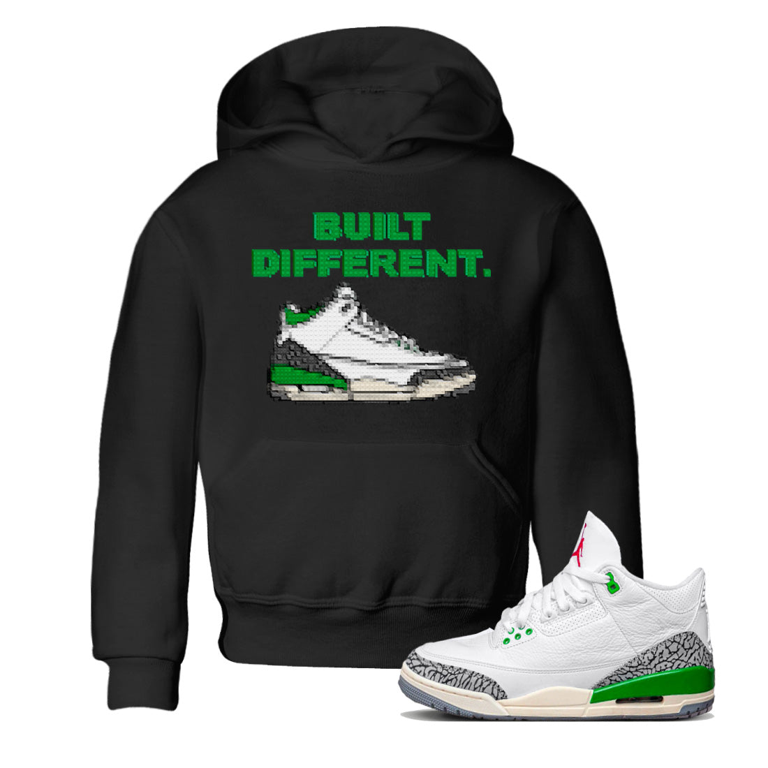 Built Different Kids Tops - Air Jordan 3 Lucky Green