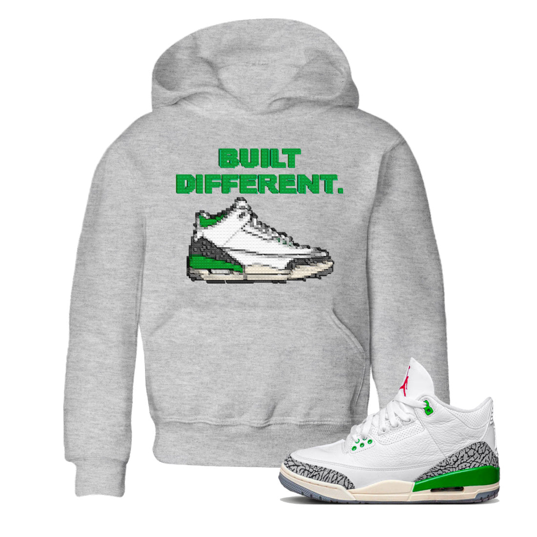 Built Different Kids Tops - Air Jordan 3 Lucky Green