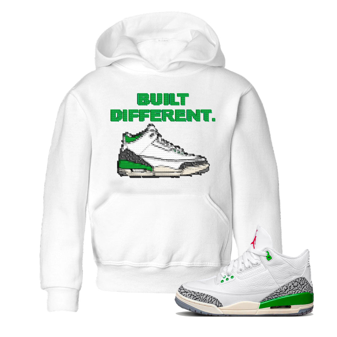 Built Different Kids Tops - Air Jordan 3 Lucky Green