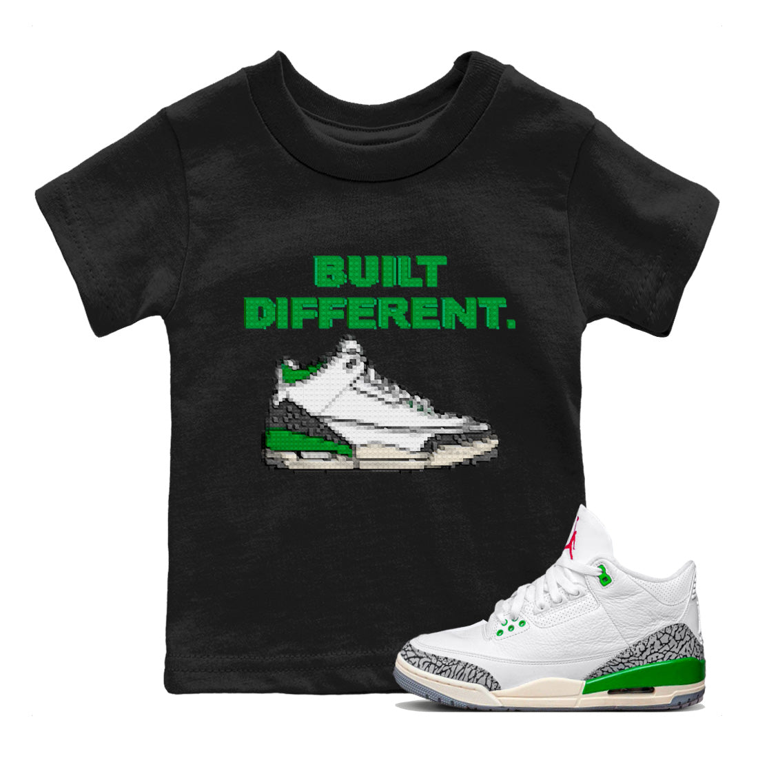 Built Different Kids Tops - Air Jordan 3 Lucky Green