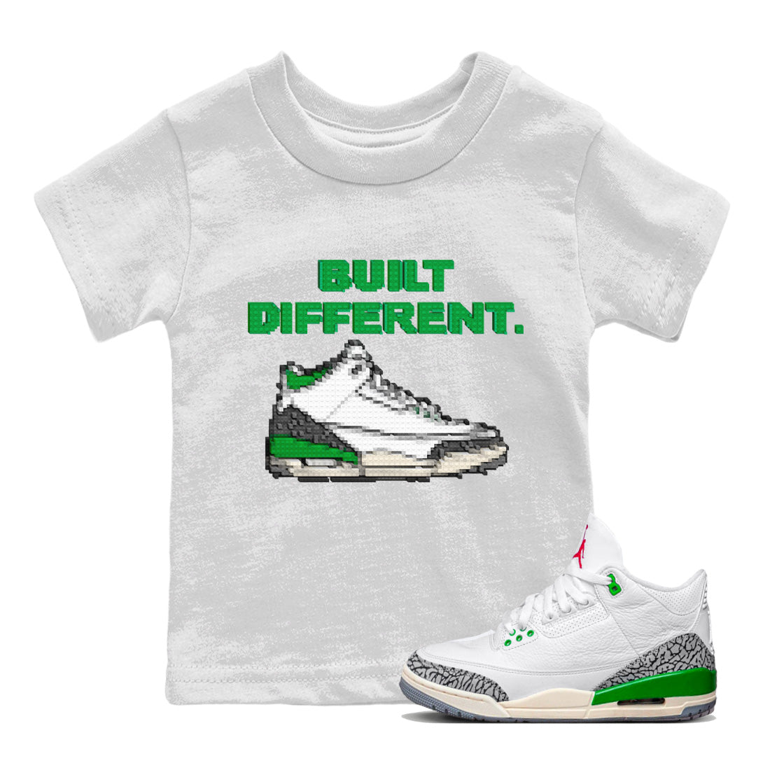 Built Different Kids Tops - Air Jordan 3 Lucky Green