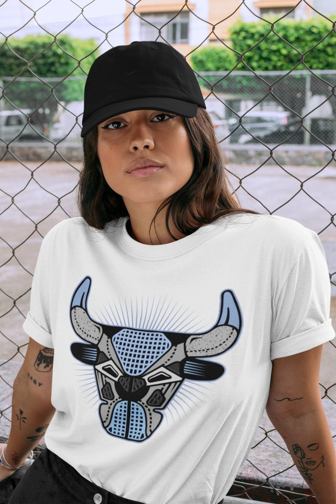 Bull Head Unisex Tops - Air Jordan 4 University Blue